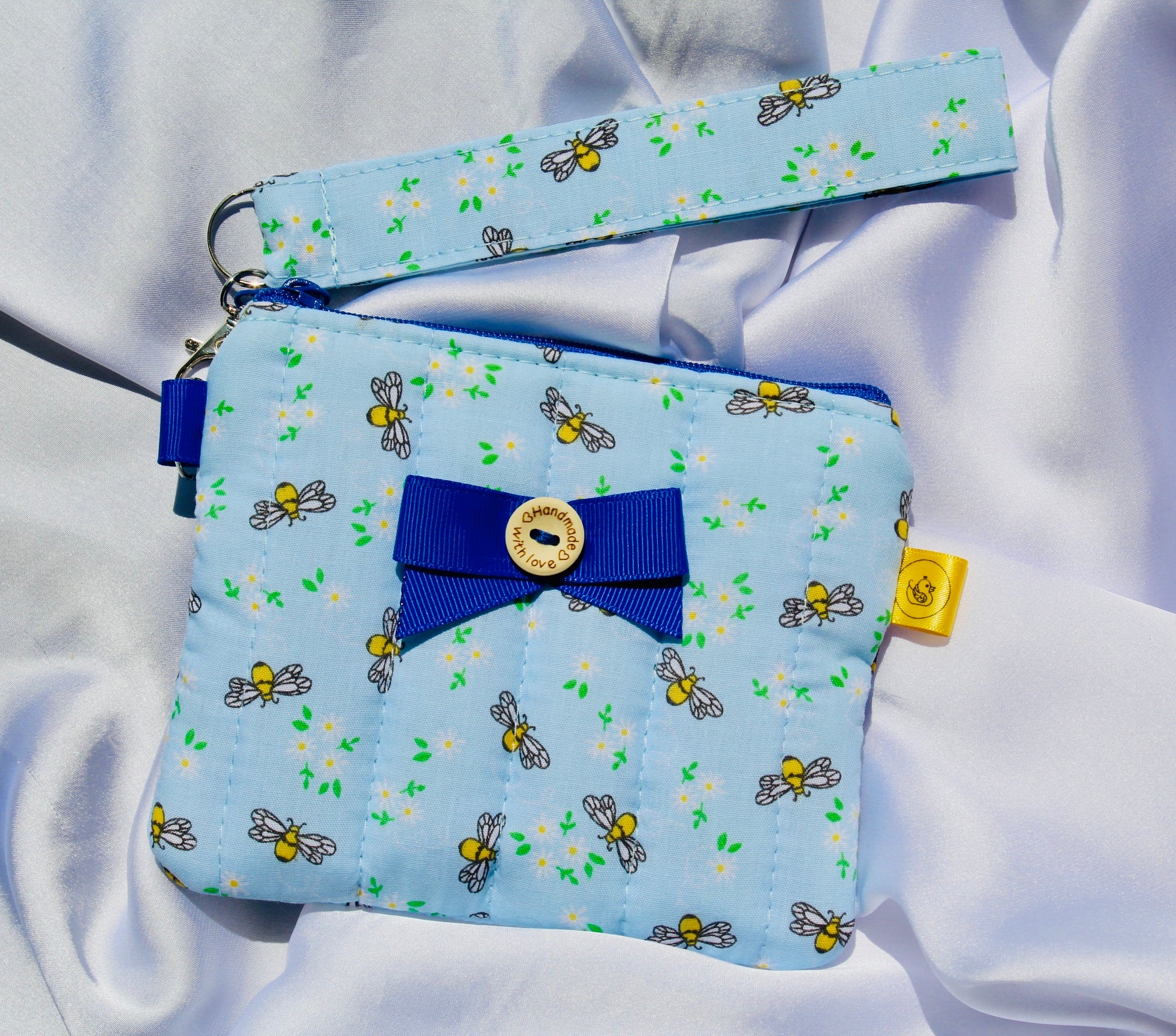 Blue Buzzy Bees Purse and wrist strap