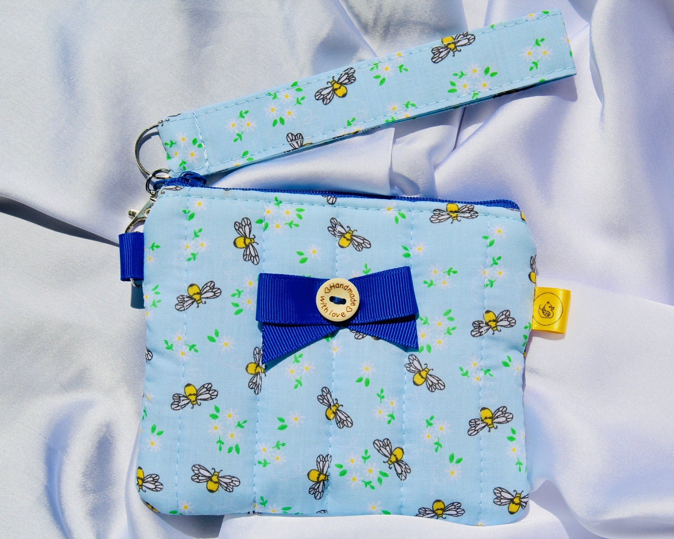 Blue Buzzy Bees Purse and wrist strap