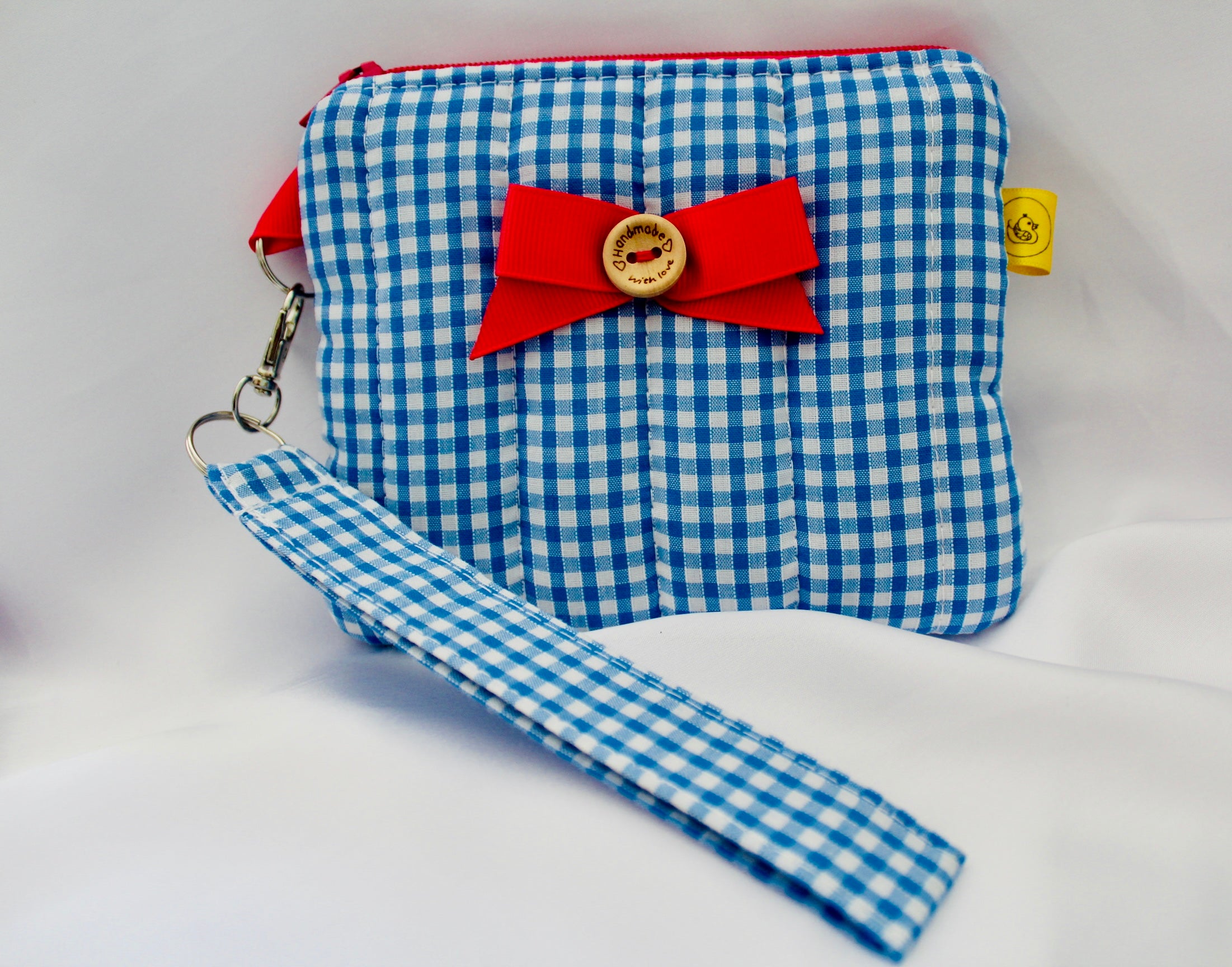 Blue Gingham Purse and wrist strap