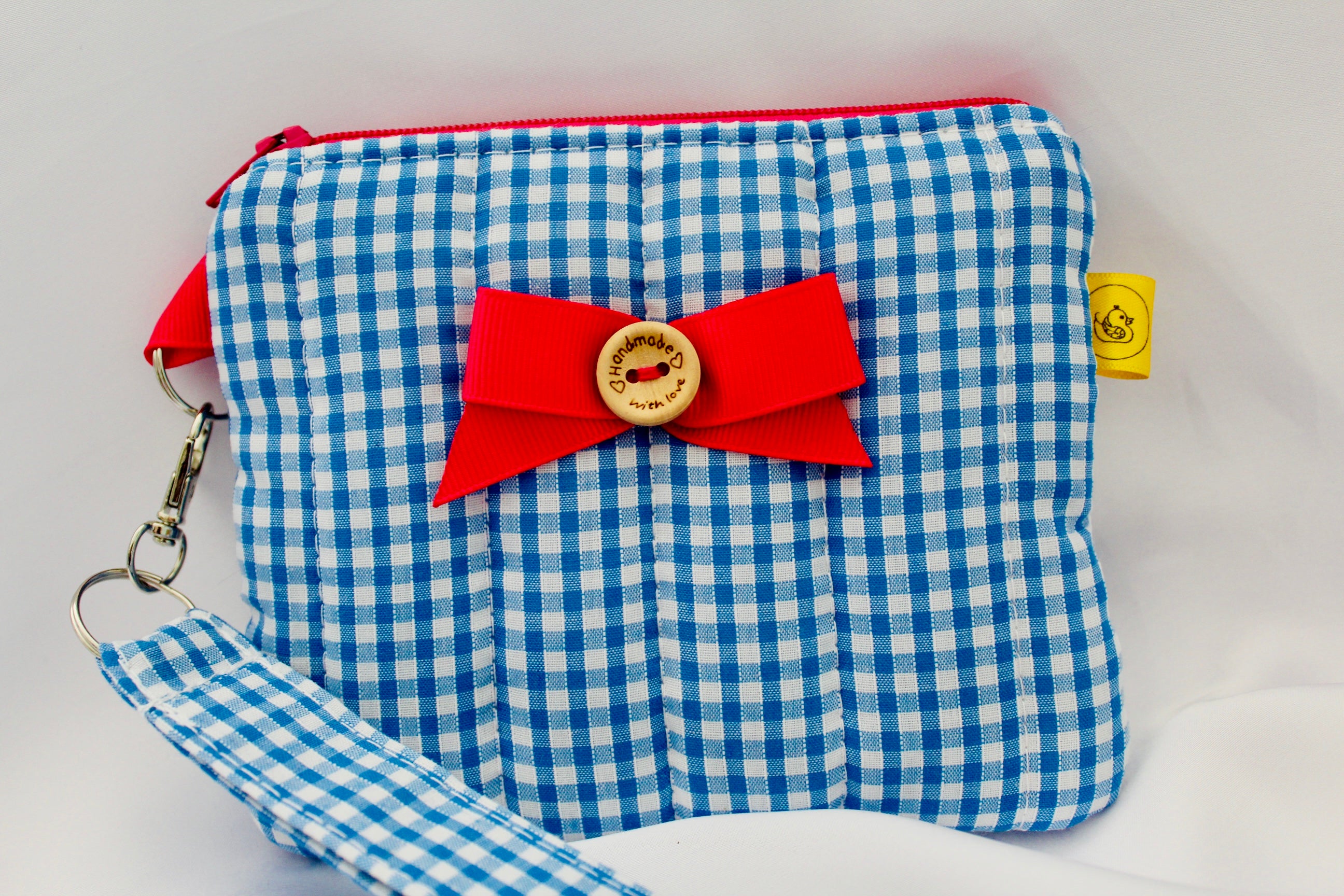 Blue Gingham Purse and wrist strap