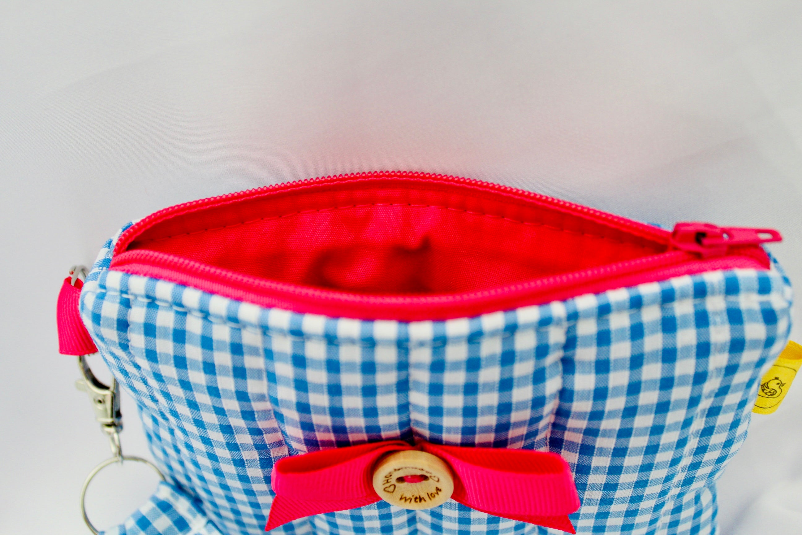 Blue Gingham Purse and wrist strap