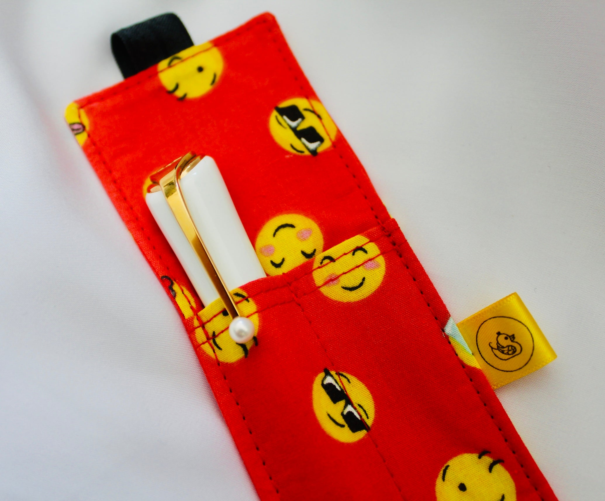 Red Emojis Elastic Notebook Double Pen Holder