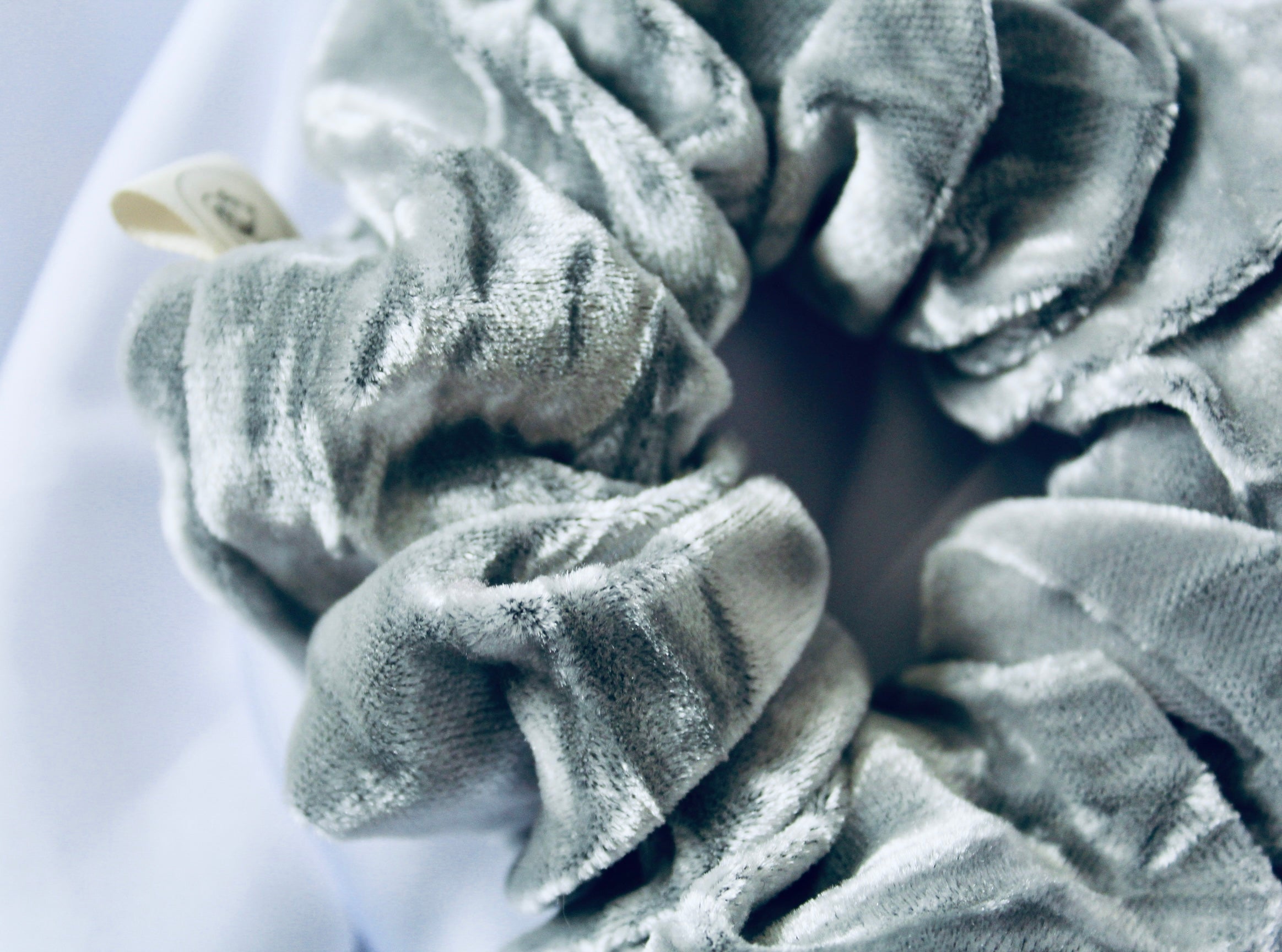 Silver crushed velvet hair scrunchie