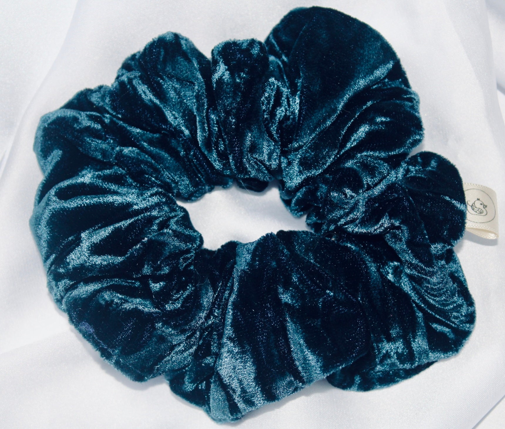 Midnight Blue crushed velvet hair scrunchie