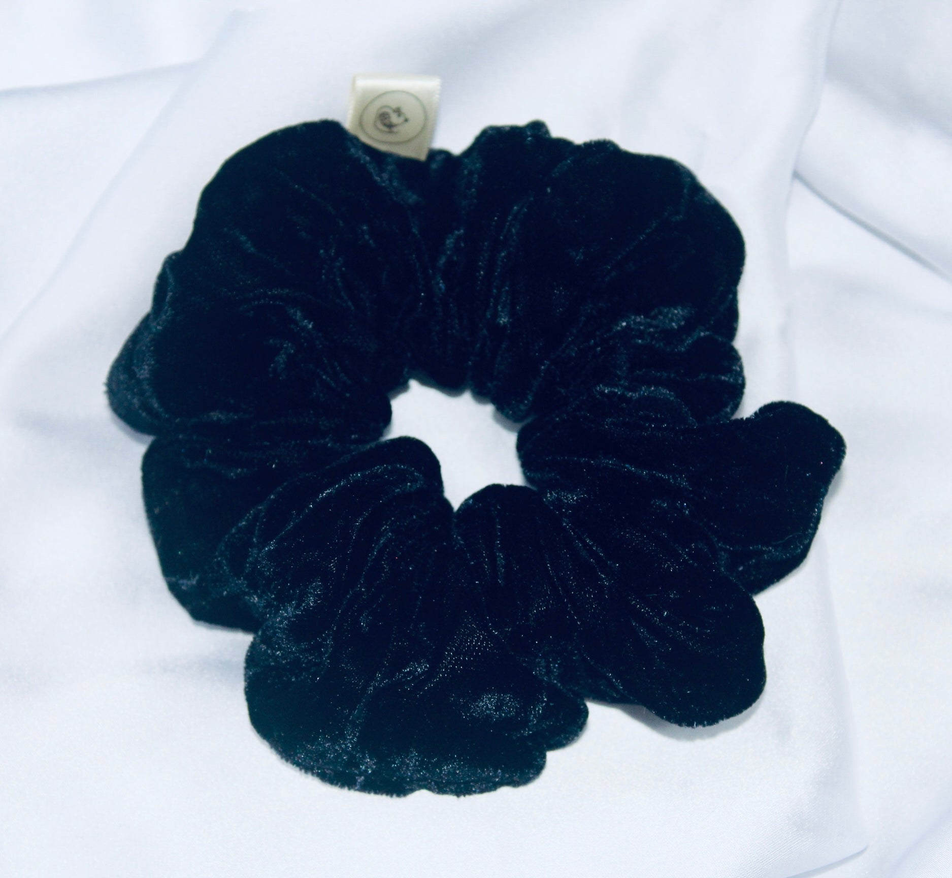 Black crushed velvet hair scrunchie