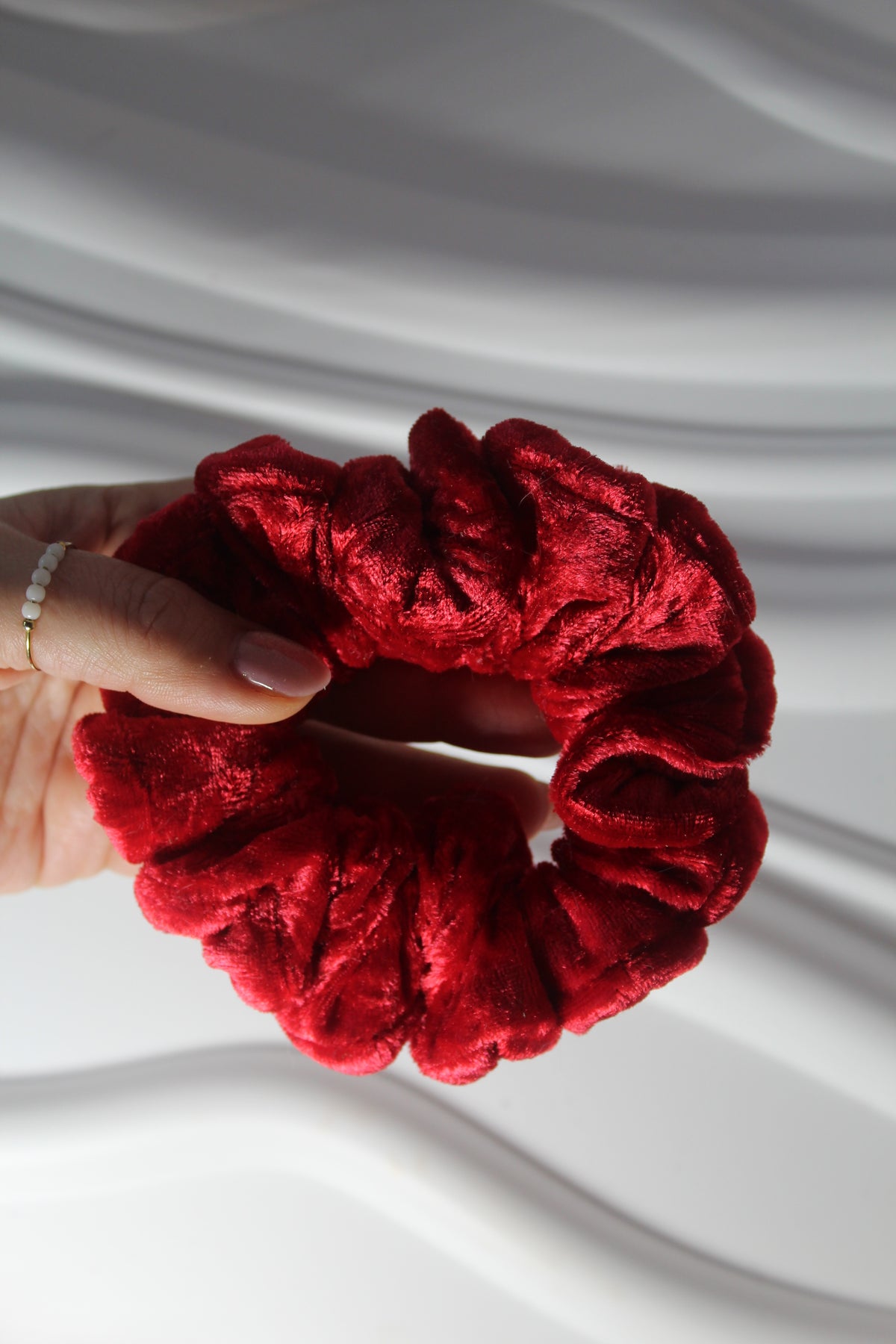 Large Red Velvet Hair Scrunchie