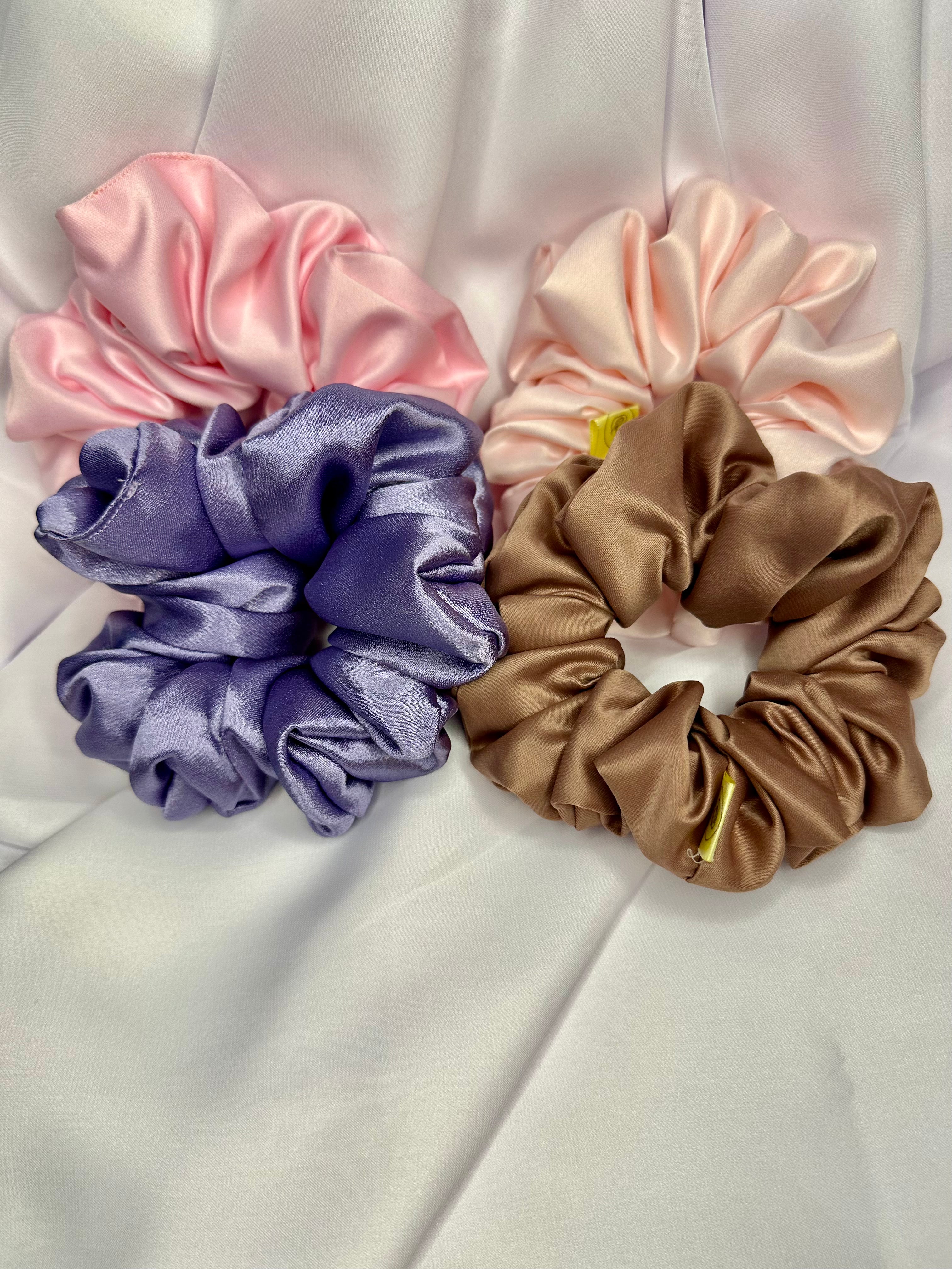 Mink Brown satin hair scrunchie