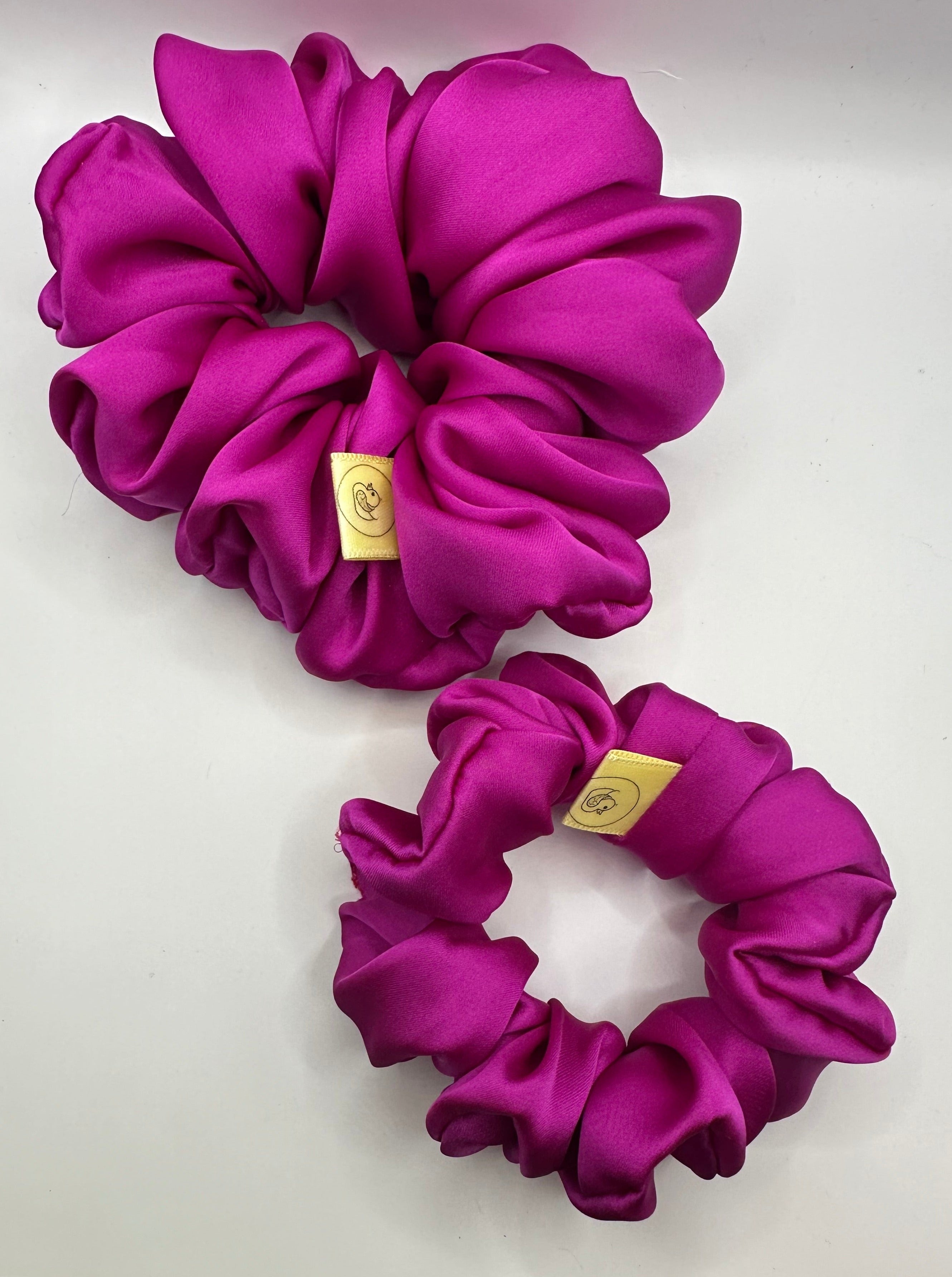 Fuscia Pink Purple Luxury satin hair scrunchie