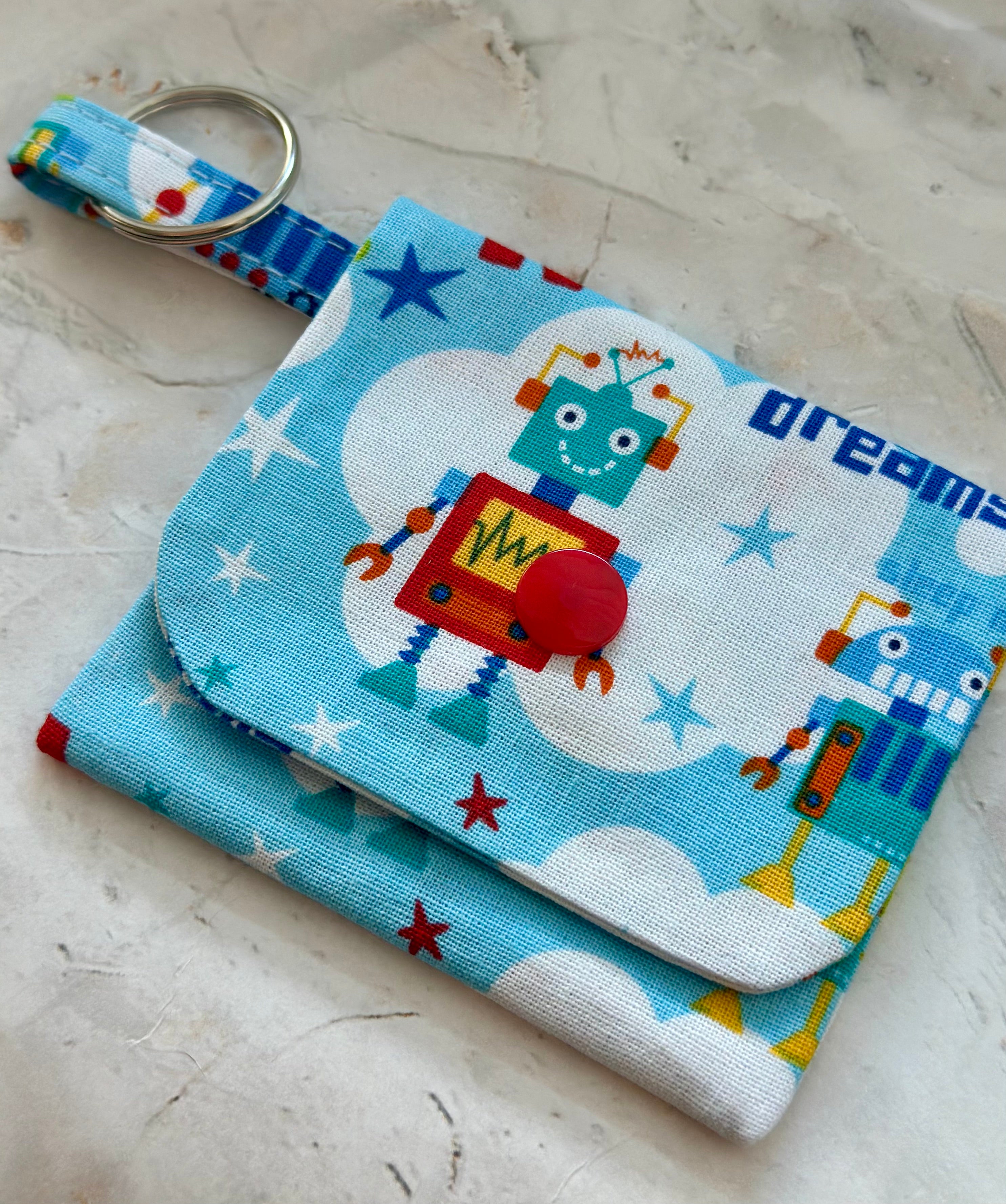 Blue robot coin purse