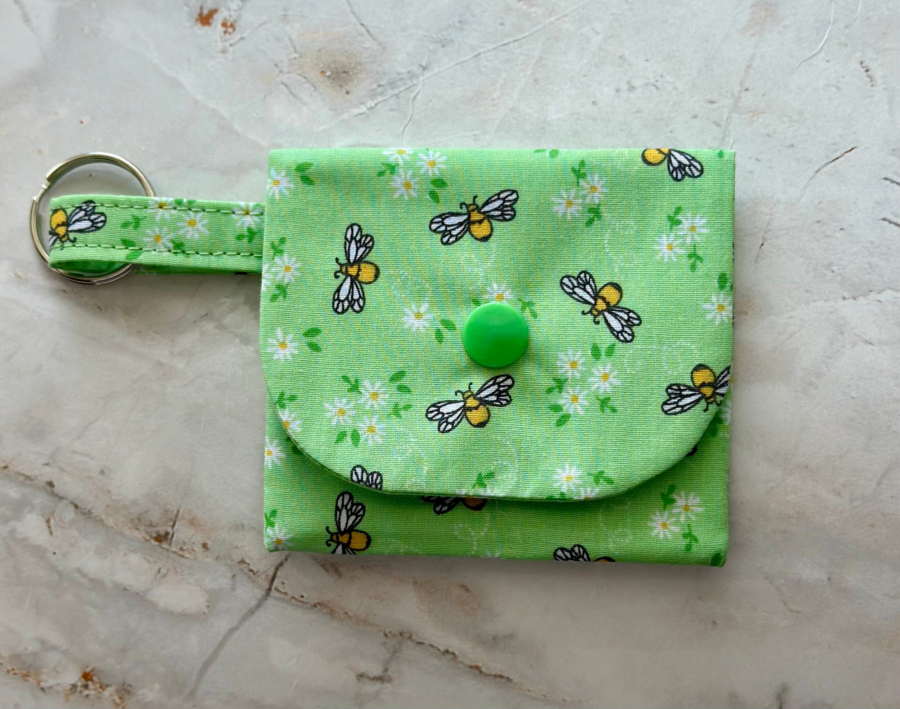 Green yellow bee coin purse