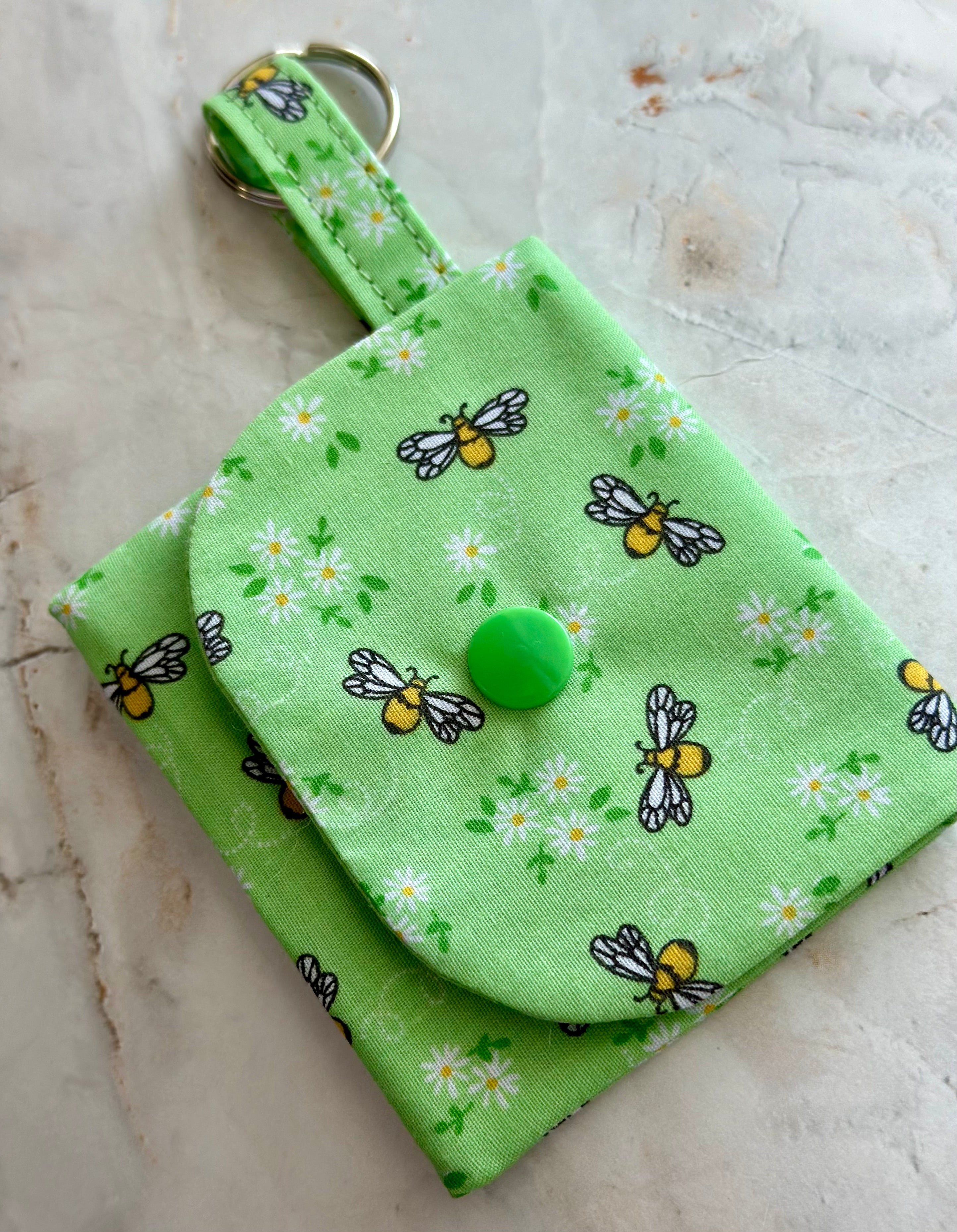 Green yellow bee coin purse