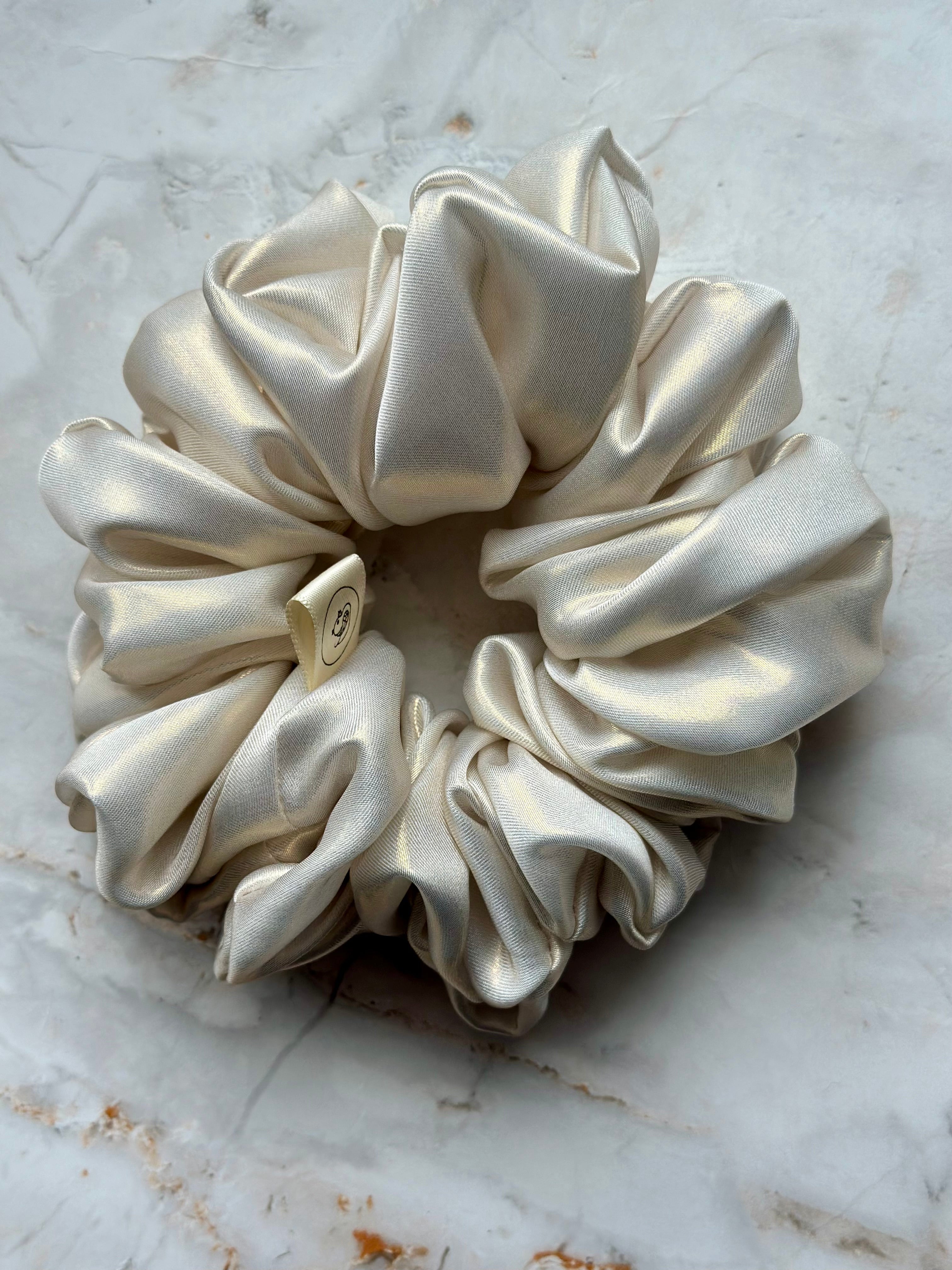 Ivory Musk Satin Hair Scrunchie