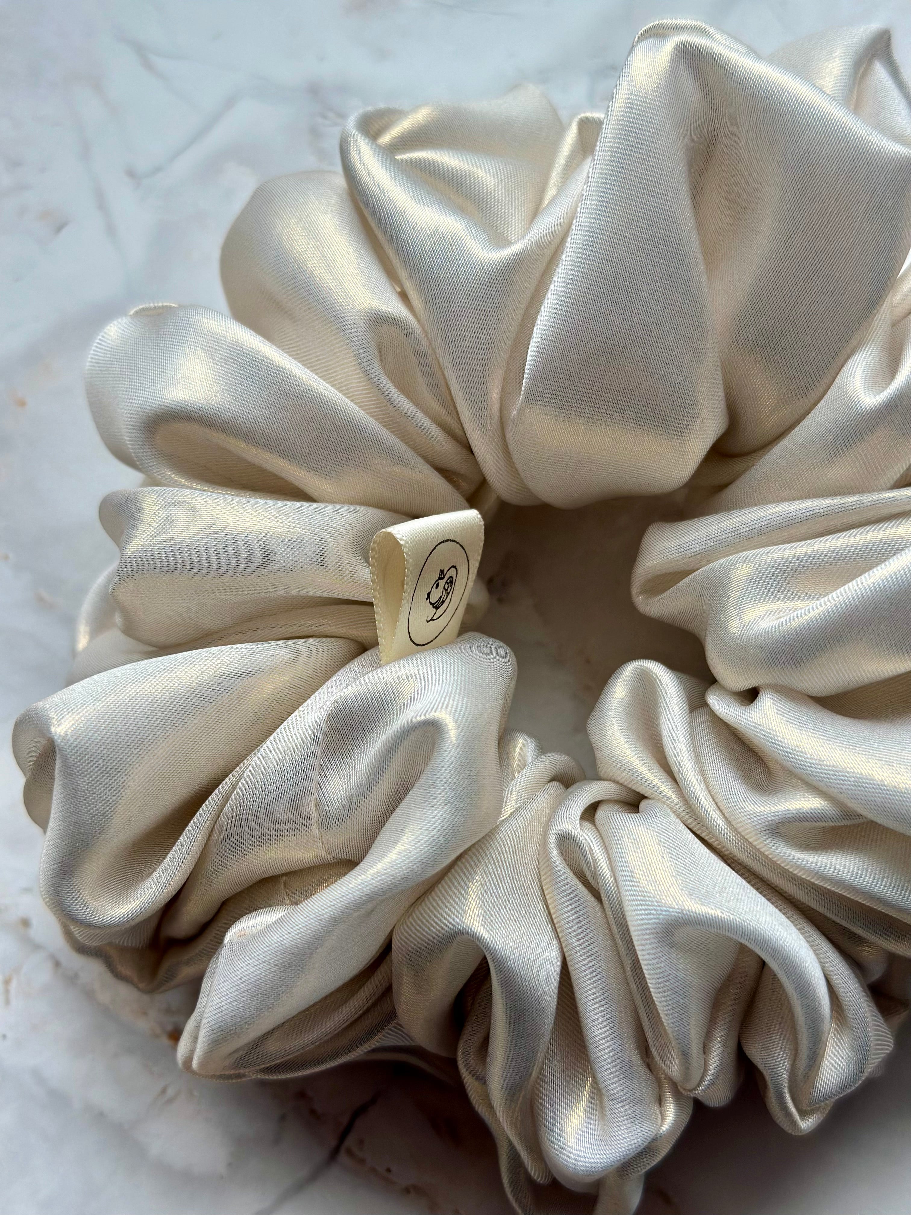 Ivory Musk Satin Hair Scrunchie