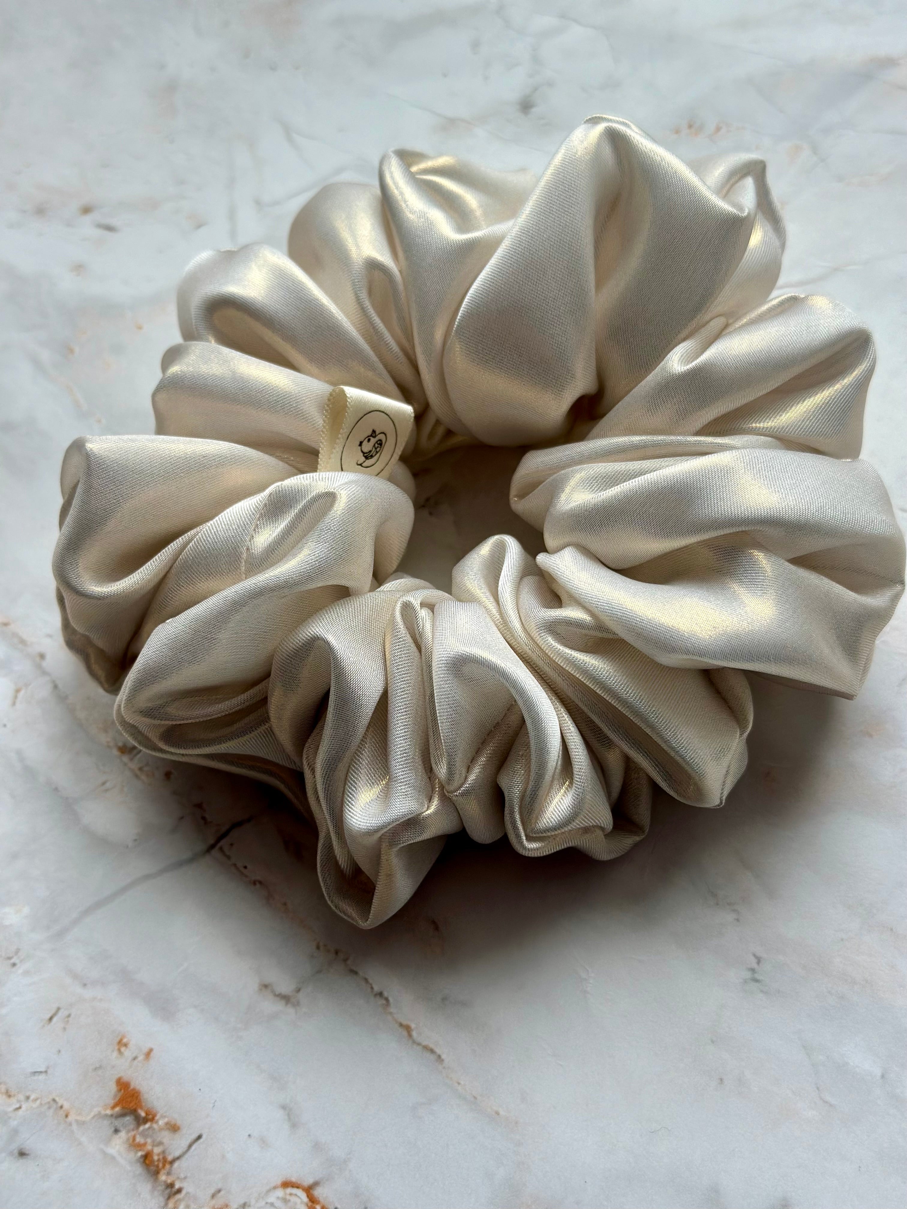 Ivory Musk Satin Hair Scrunchie