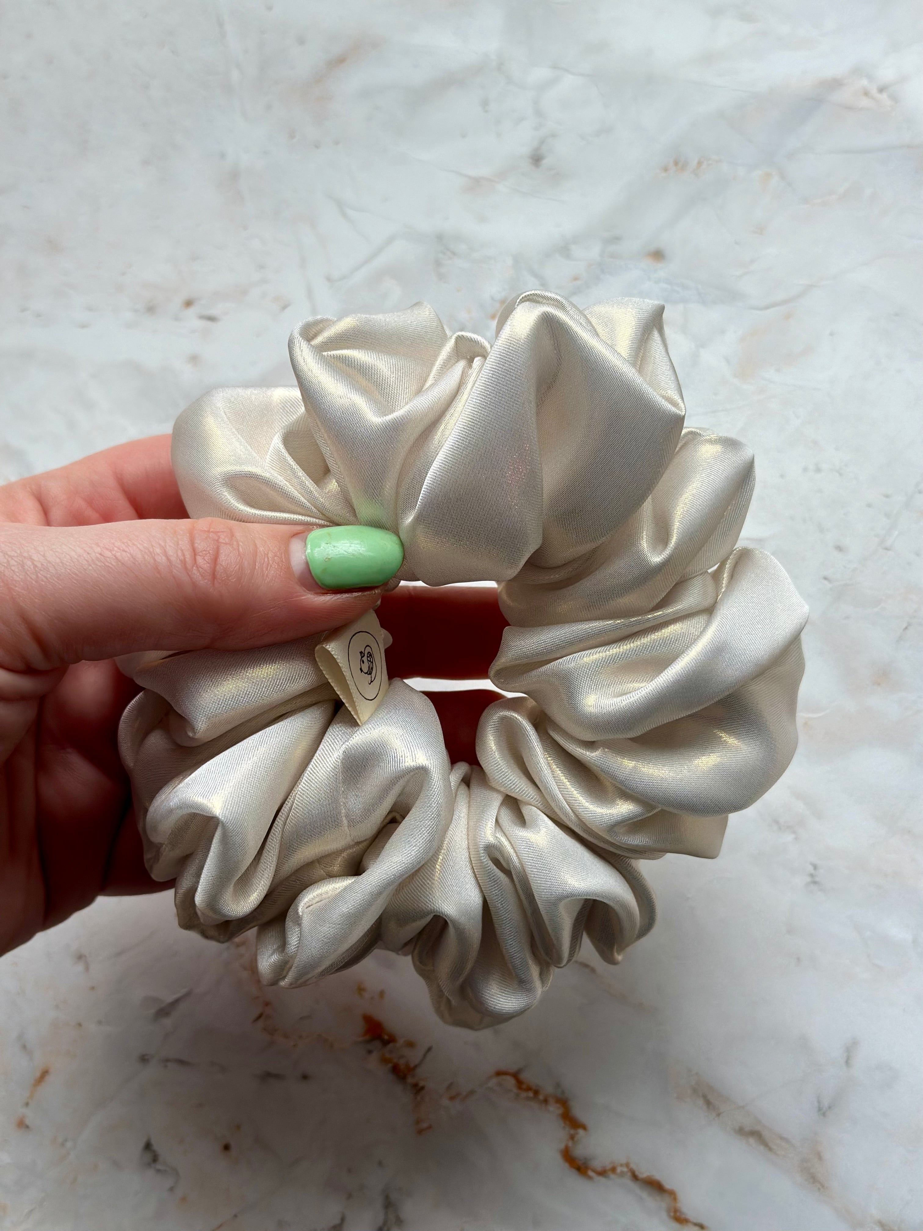 Ivory Musk Satin Hair Scrunchie