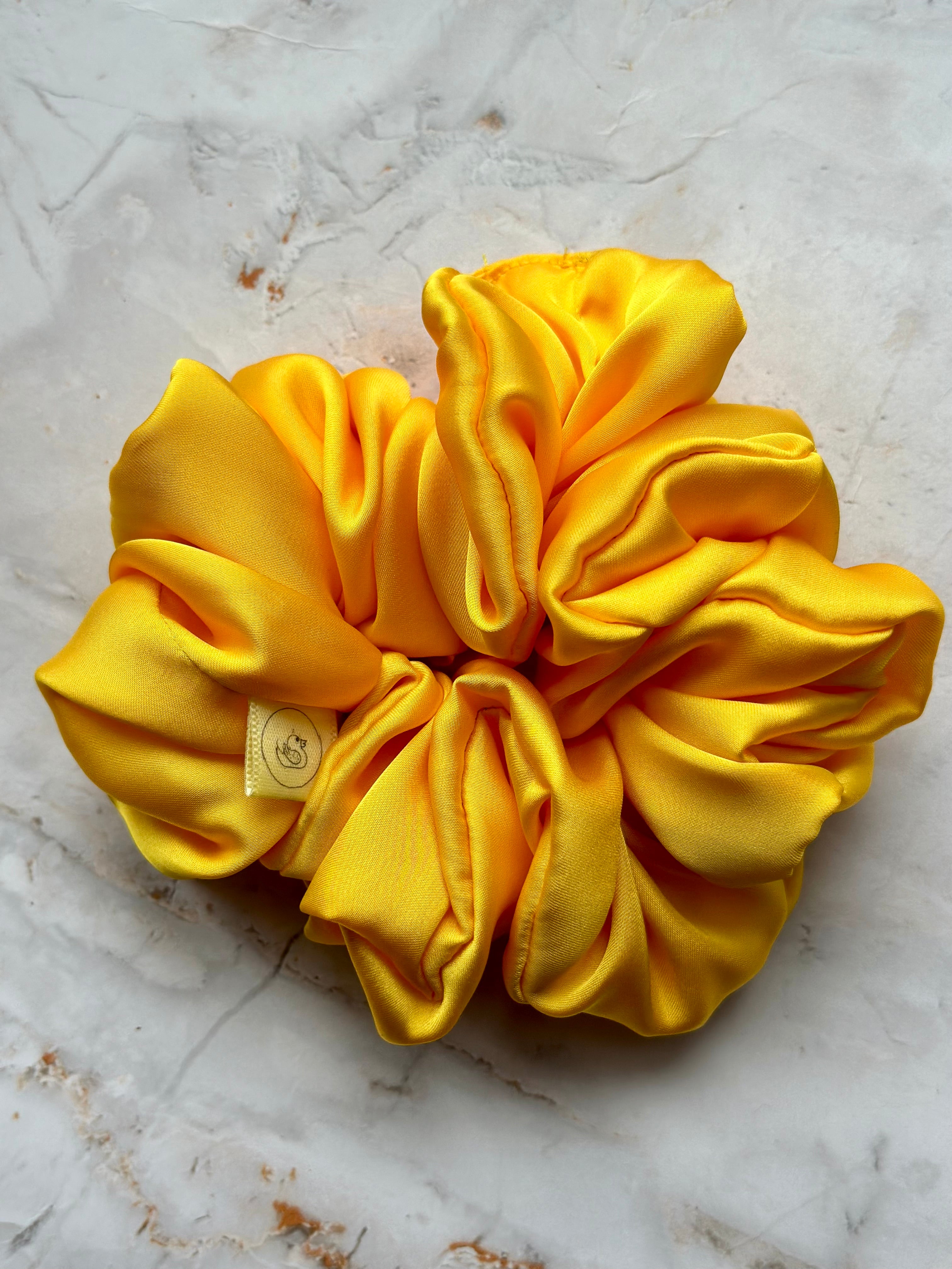 Sunshine Yellow Satin Regular Hair Scrunchie