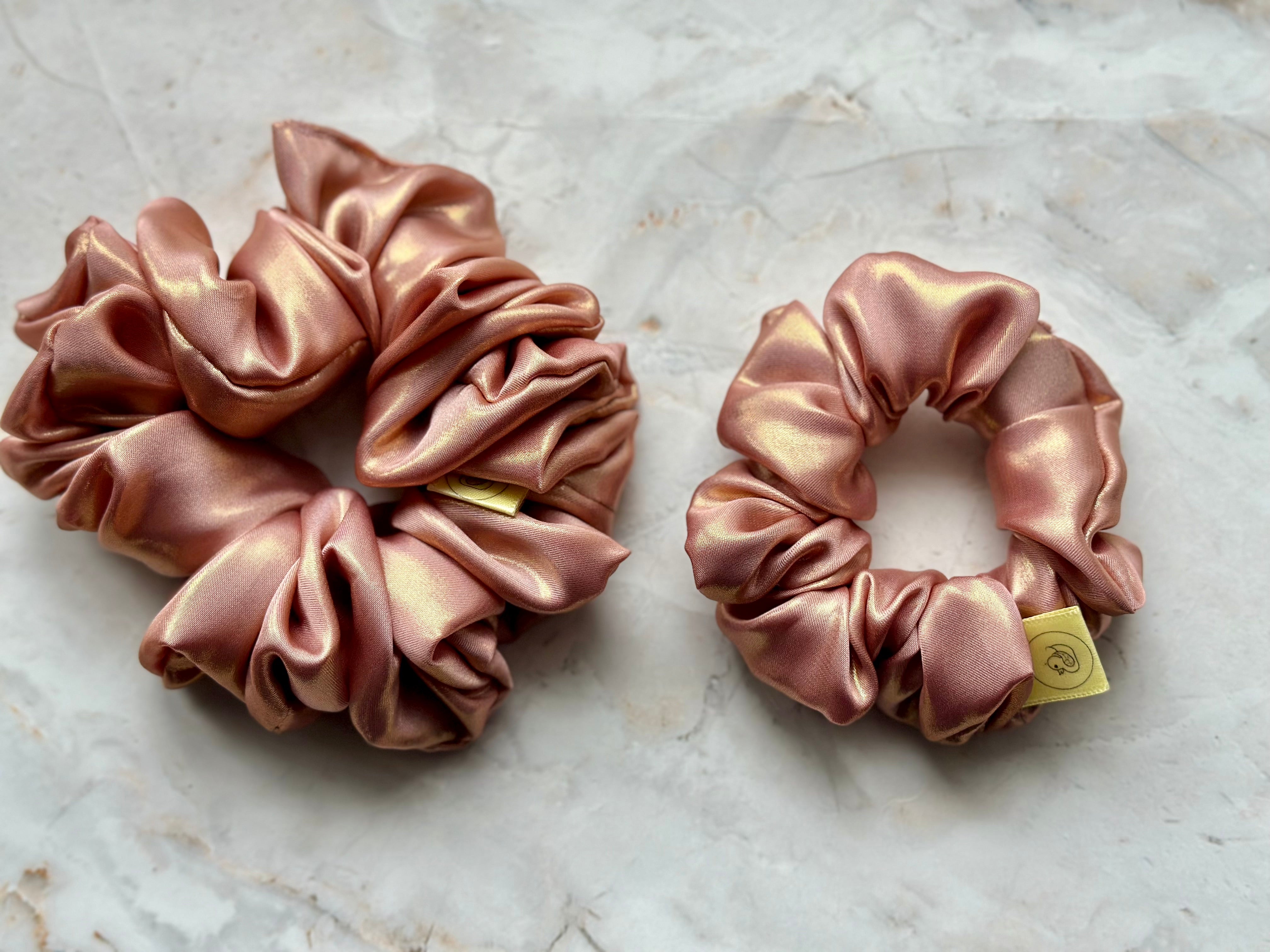 Pretty in Pink metallic hair scrunchie