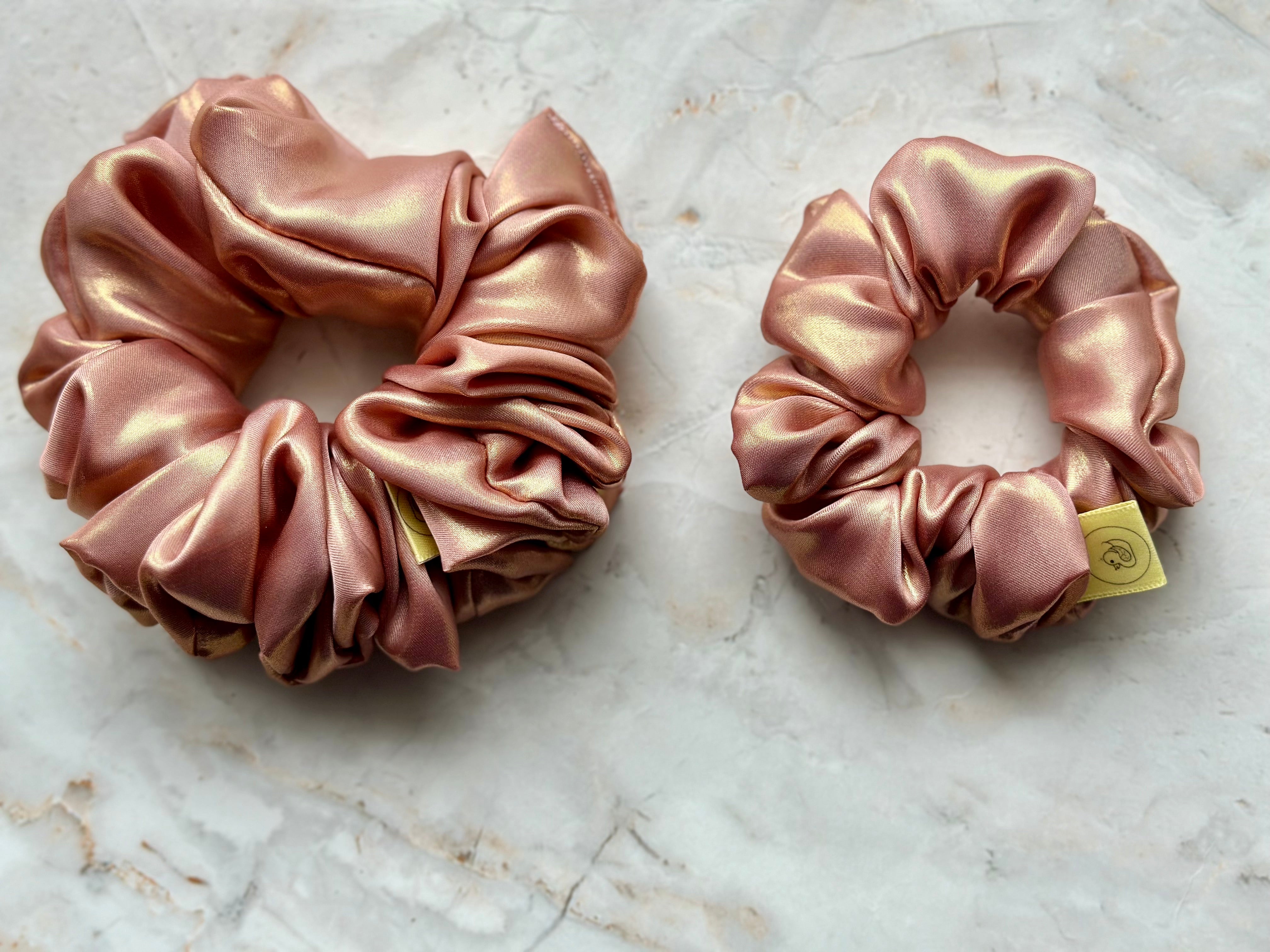 Pretty in Pink metallic hair scrunchie