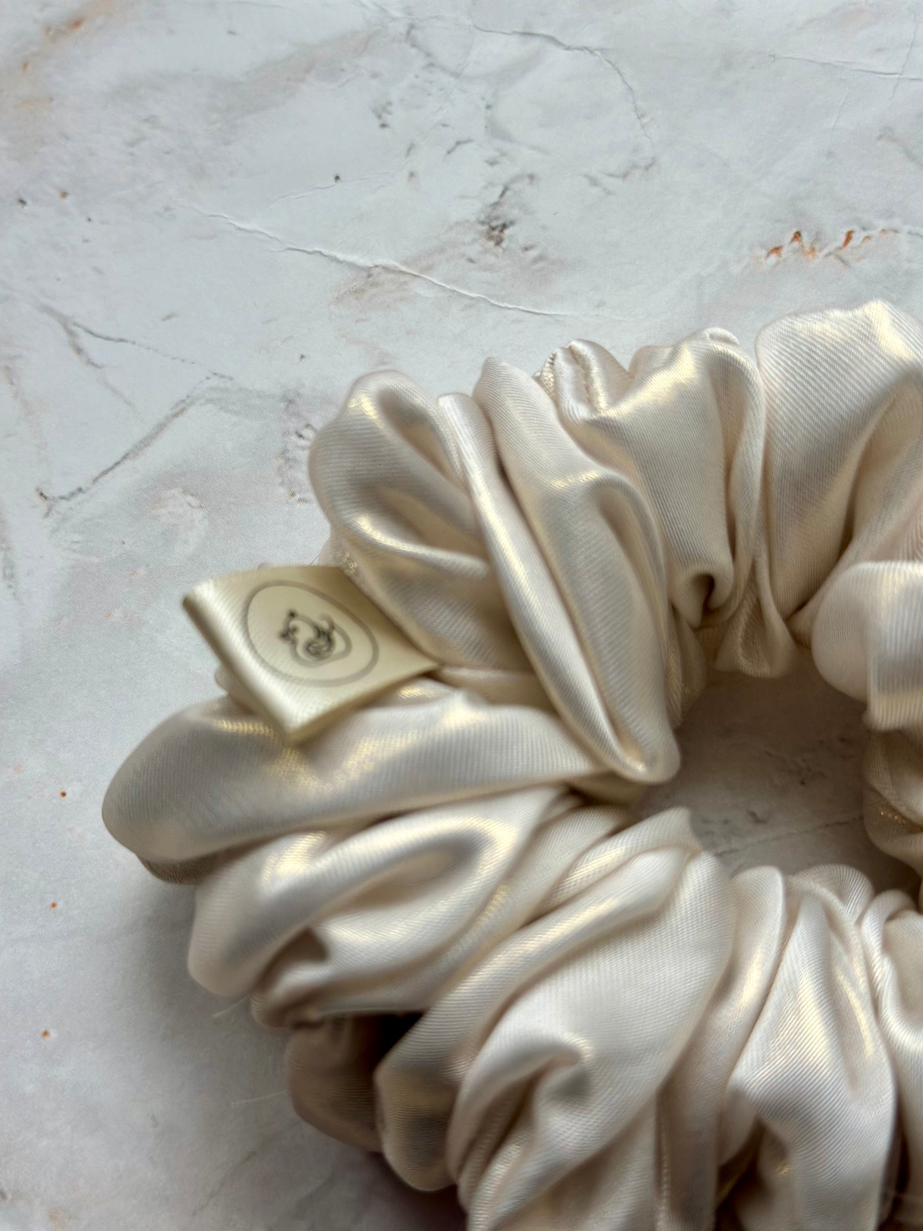 Ivory Musk Satin Hair Scrunchie