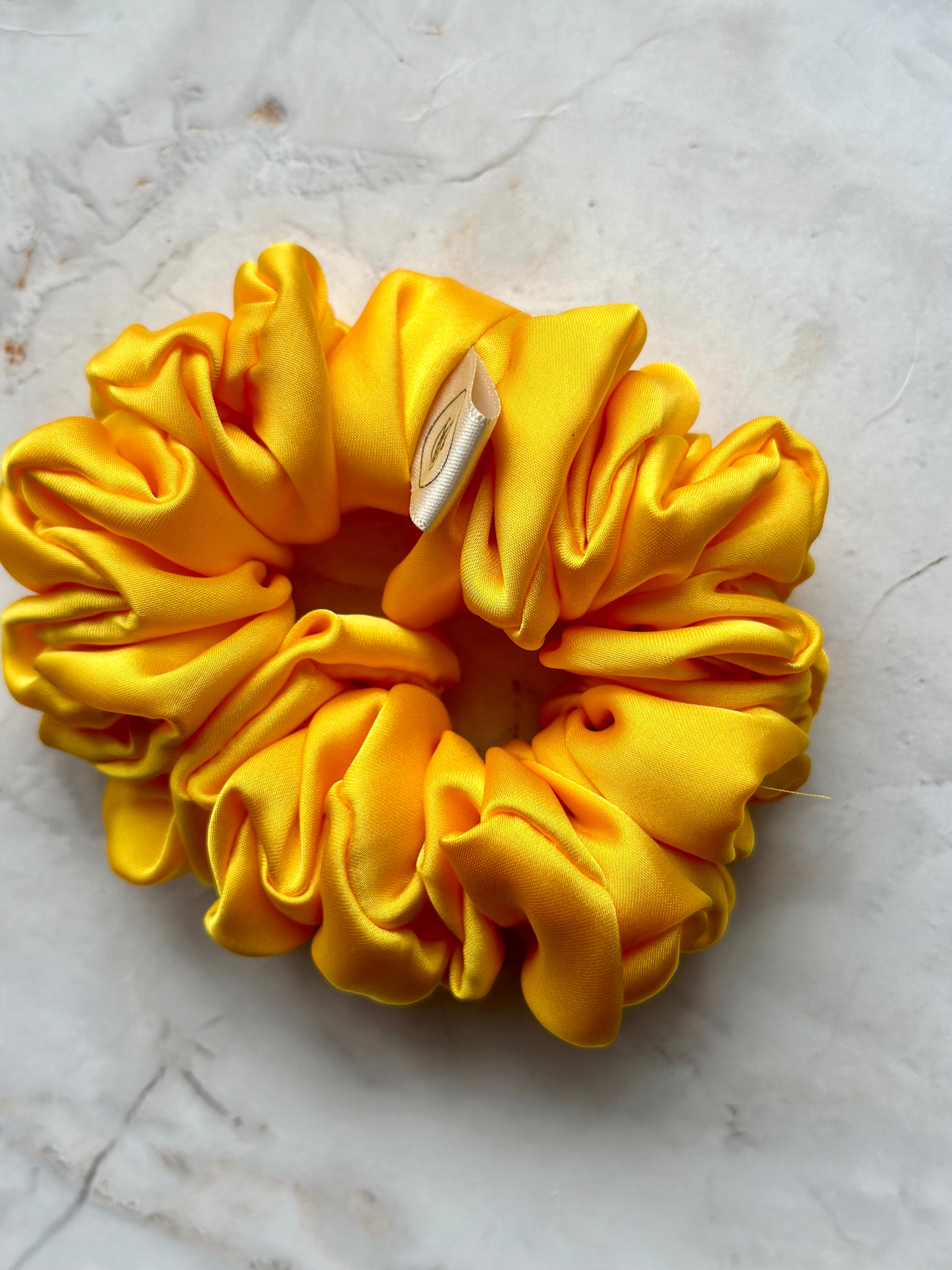 Sunshine Yellow Satin Regular Hair Scrunchie