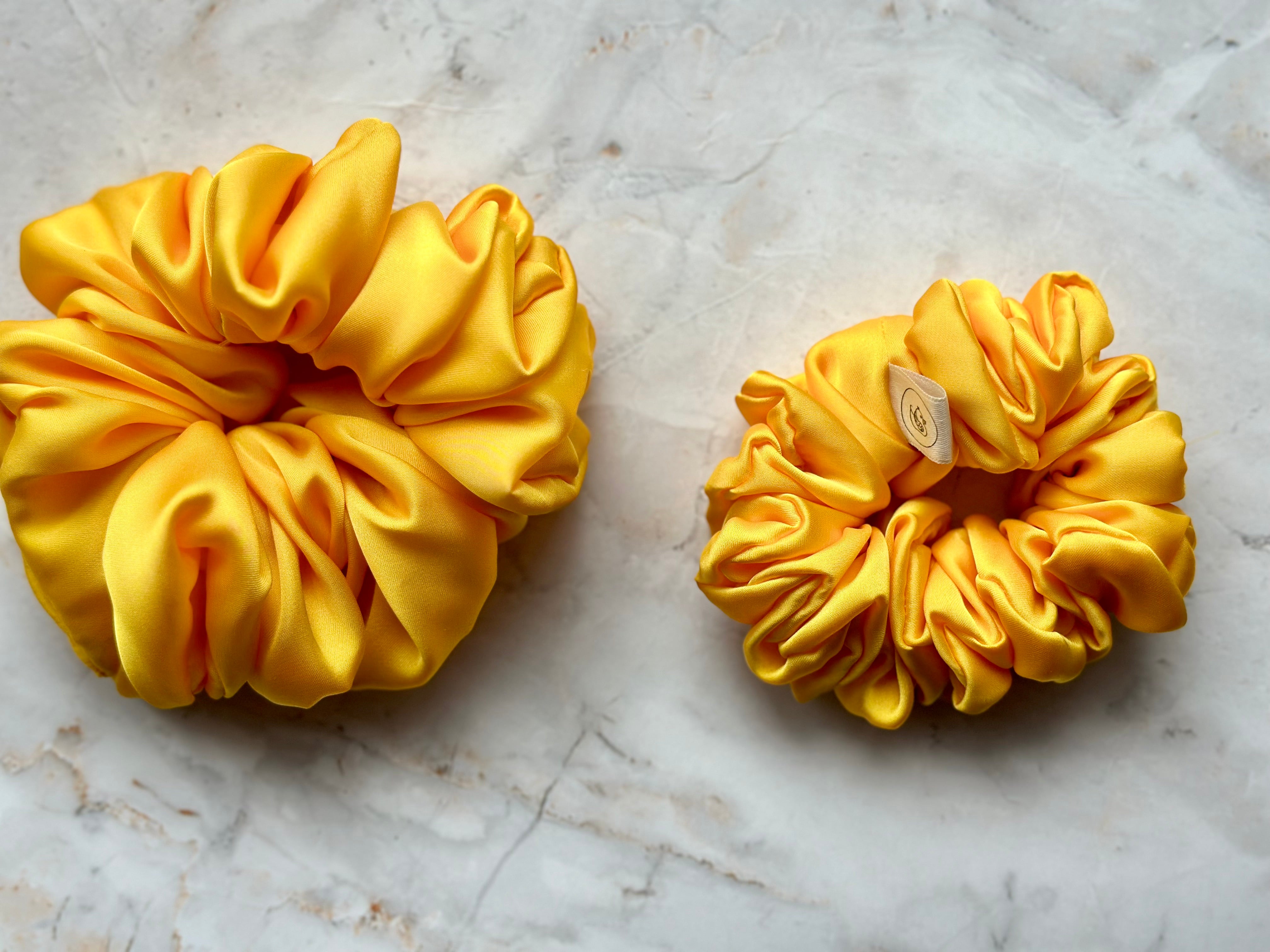 Sunshine Yellow Satin Regular Hair Scrunchie