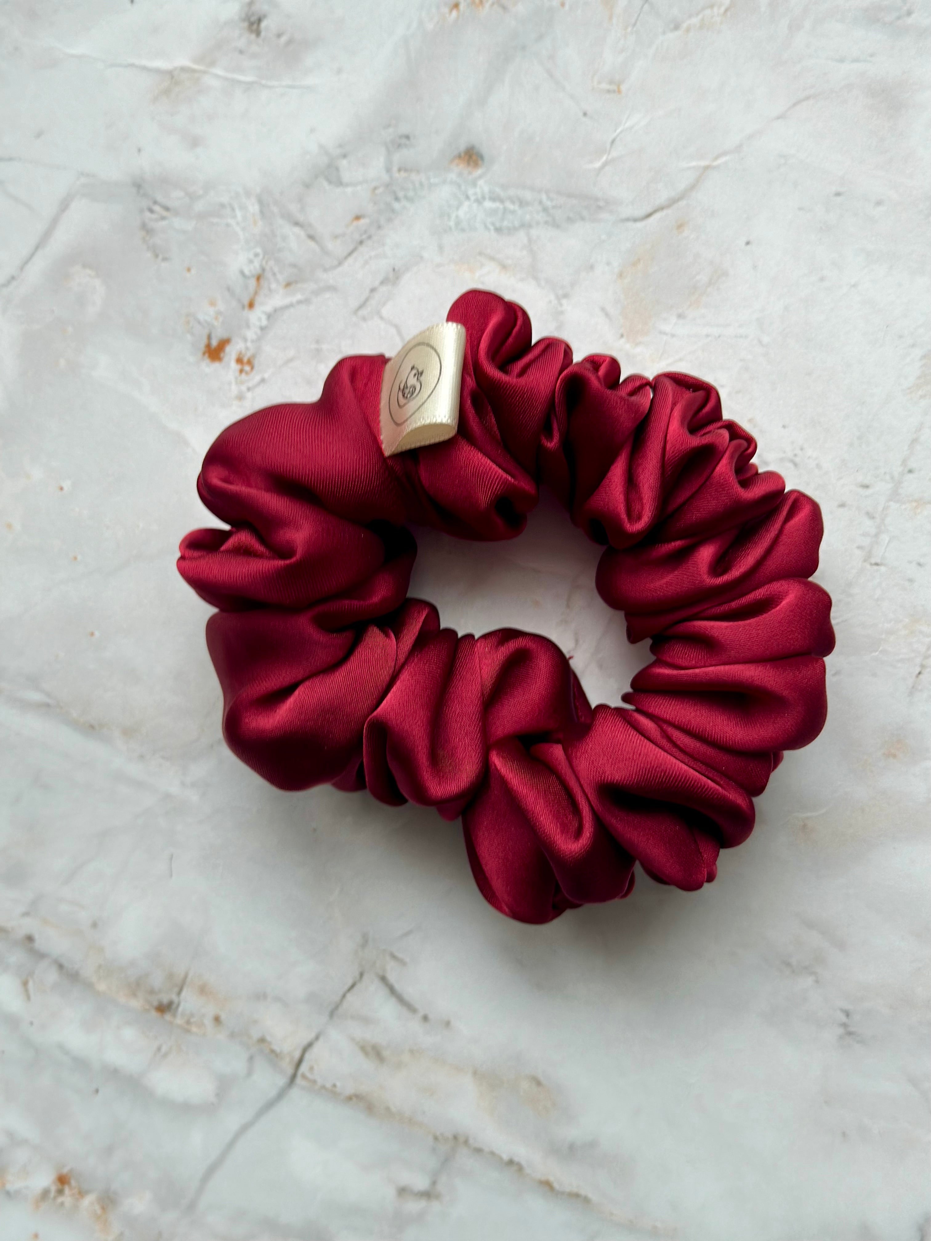 Burgandy Satin Large Hair Scrunchie