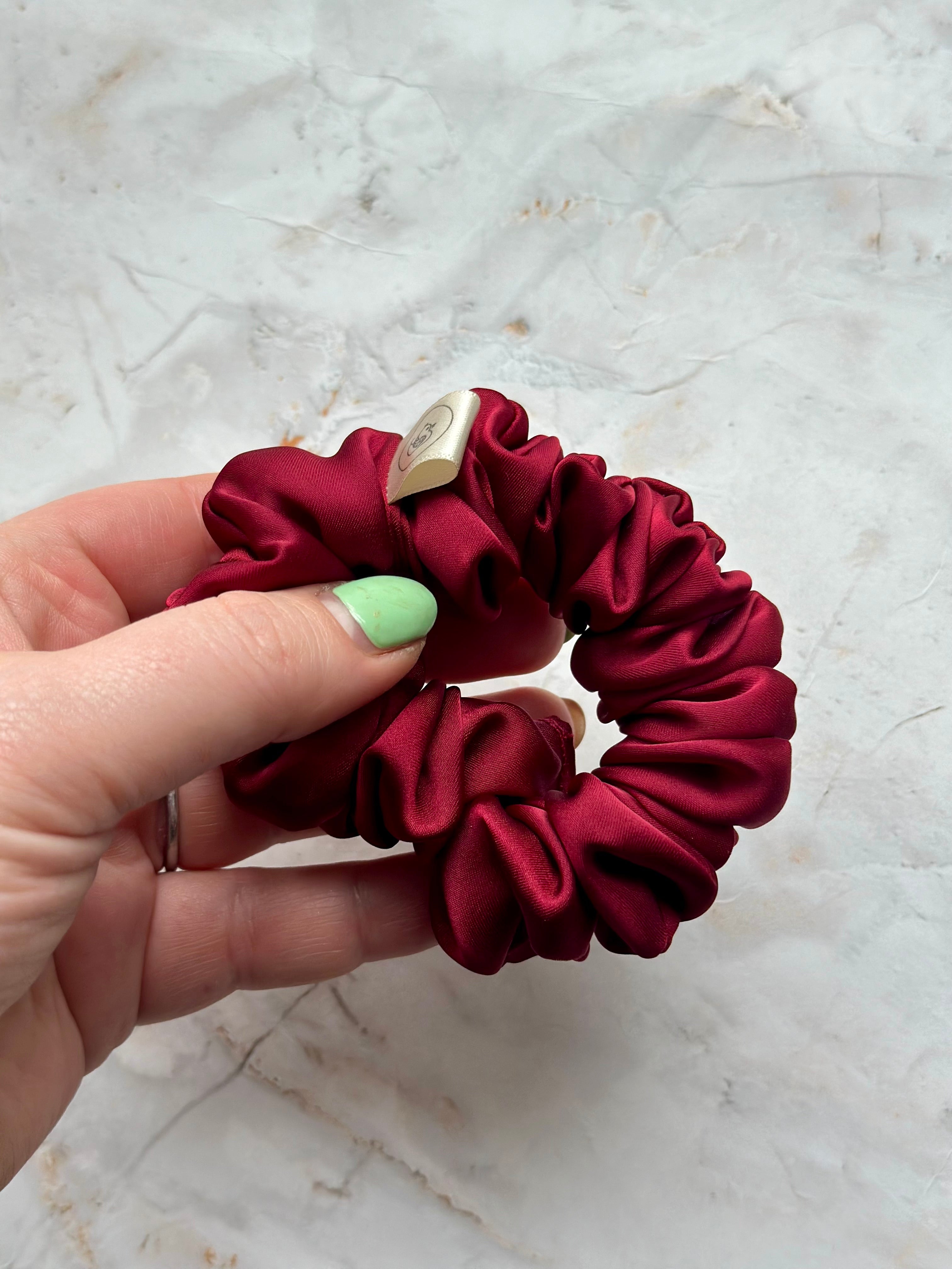 Burgandy Satin Large Hair Scrunchie