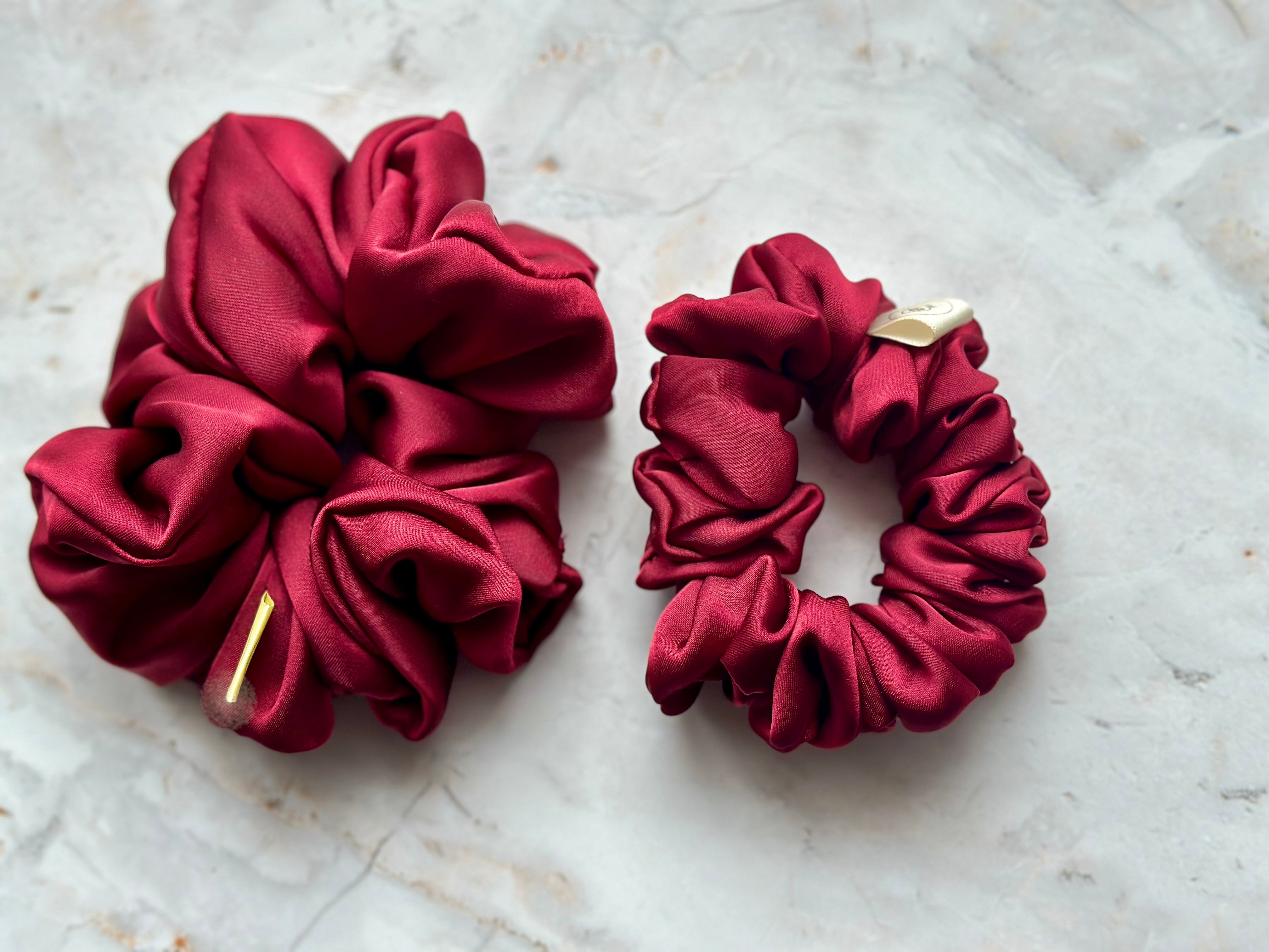 Burgandy Satin Large Hair Scrunchie