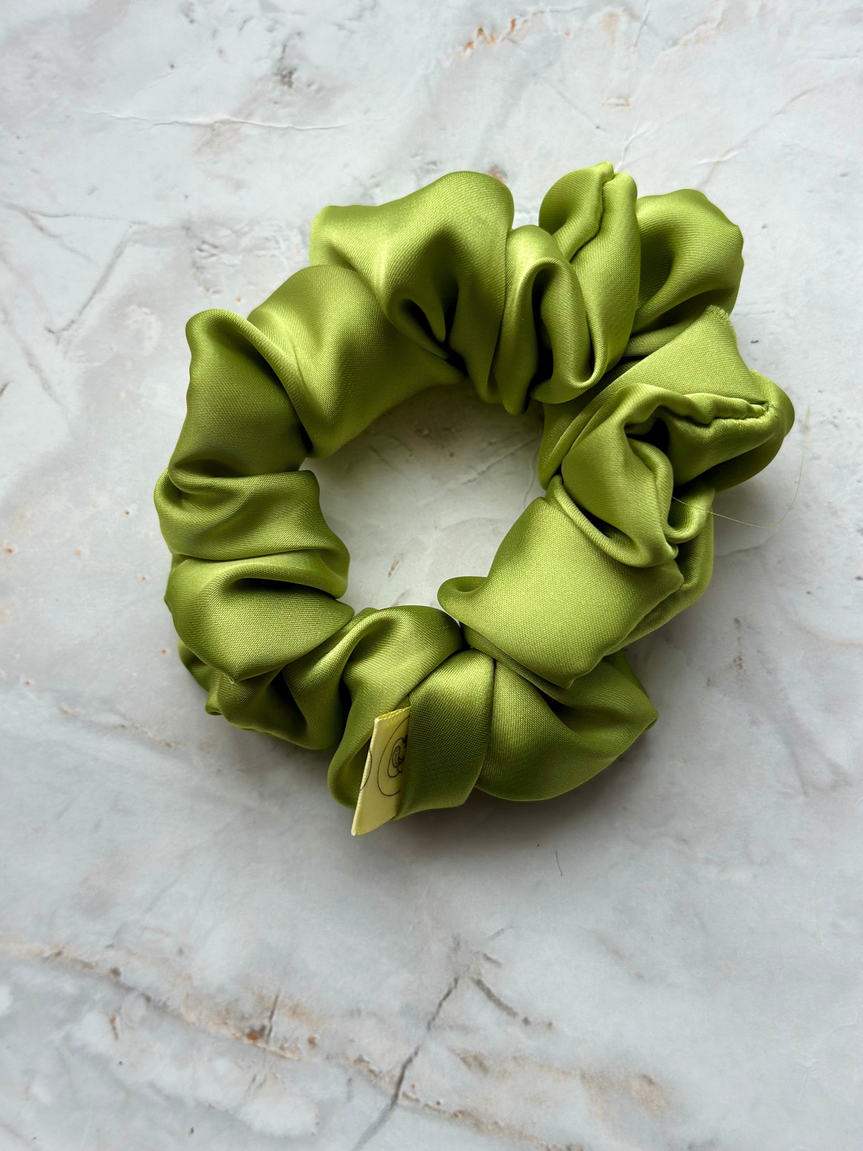 Lime Green Satin Large Hair Scrunchie