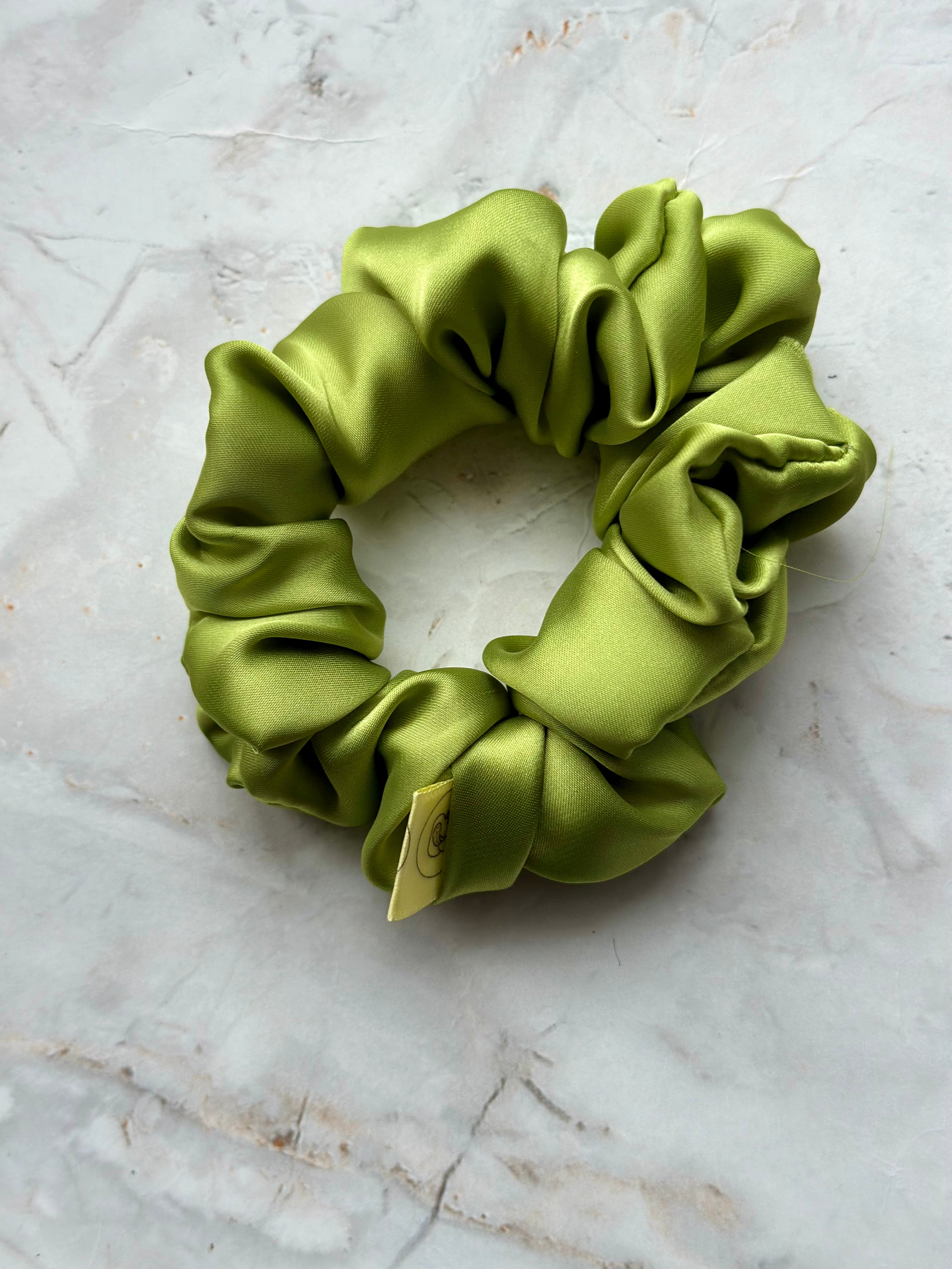 Lime Green Satin Regular Hair Scrunchie
