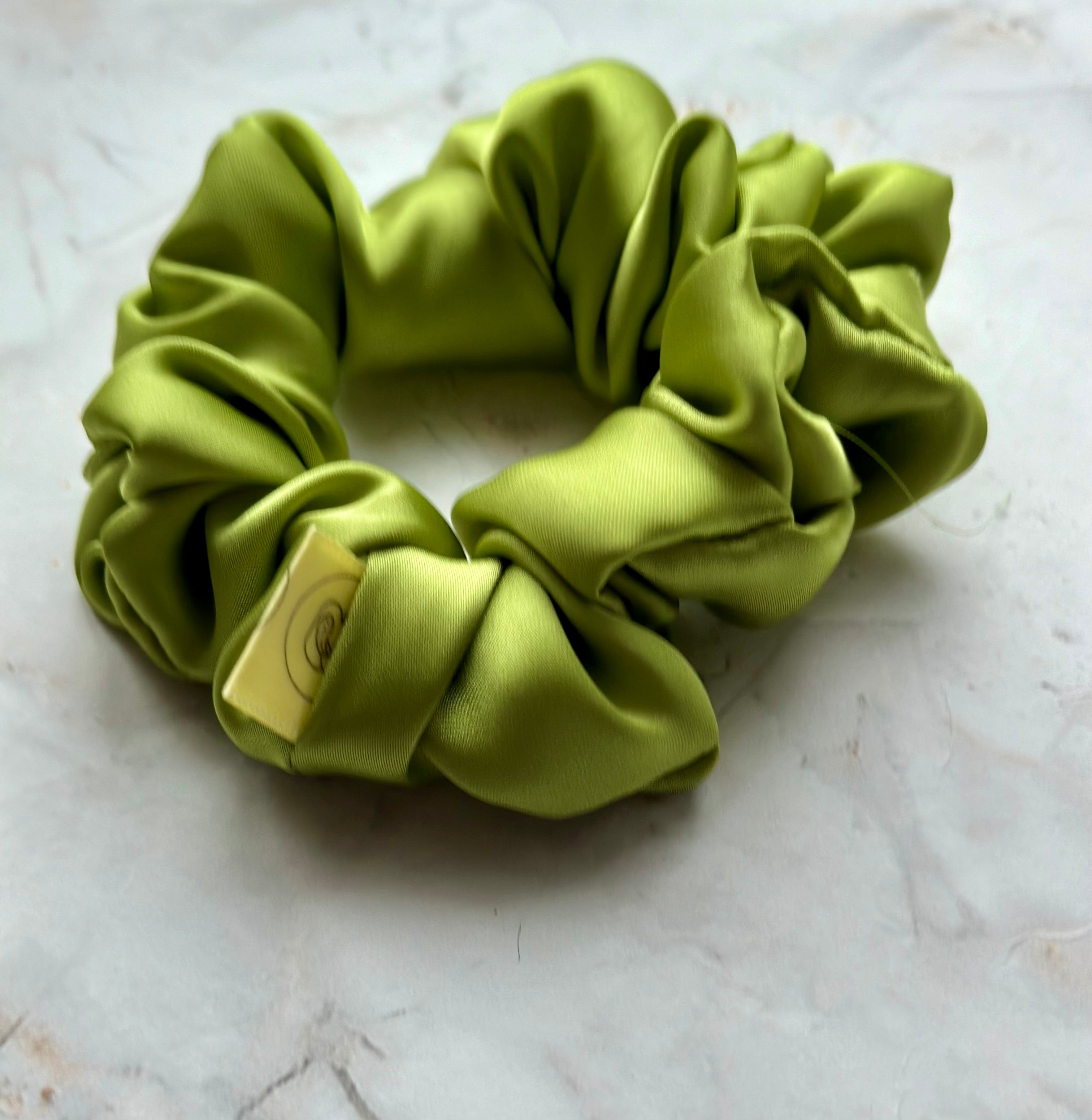Lime Green Satin Regular Hair Scrunchie