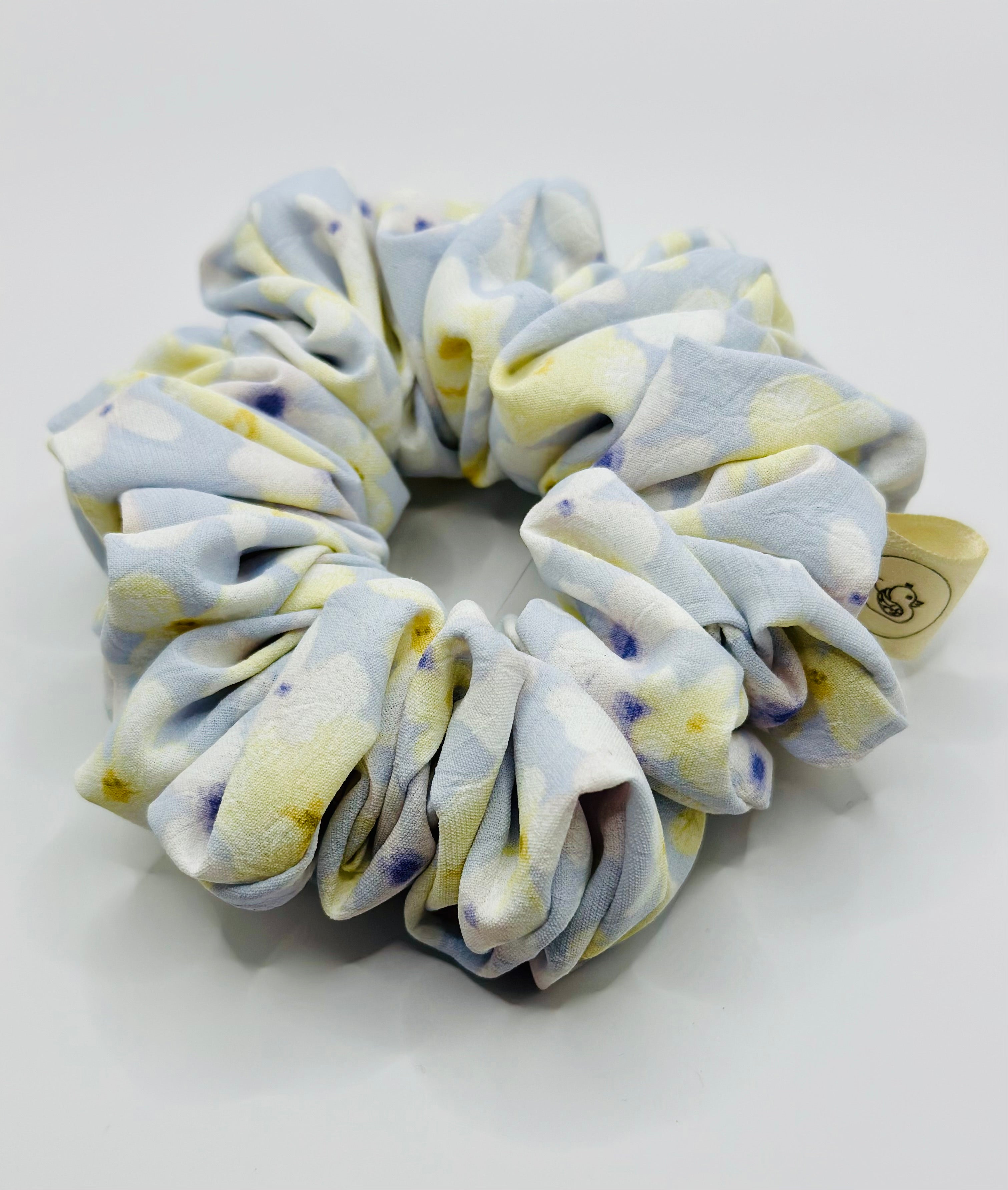 Pastel Blue floral hair scrunchie