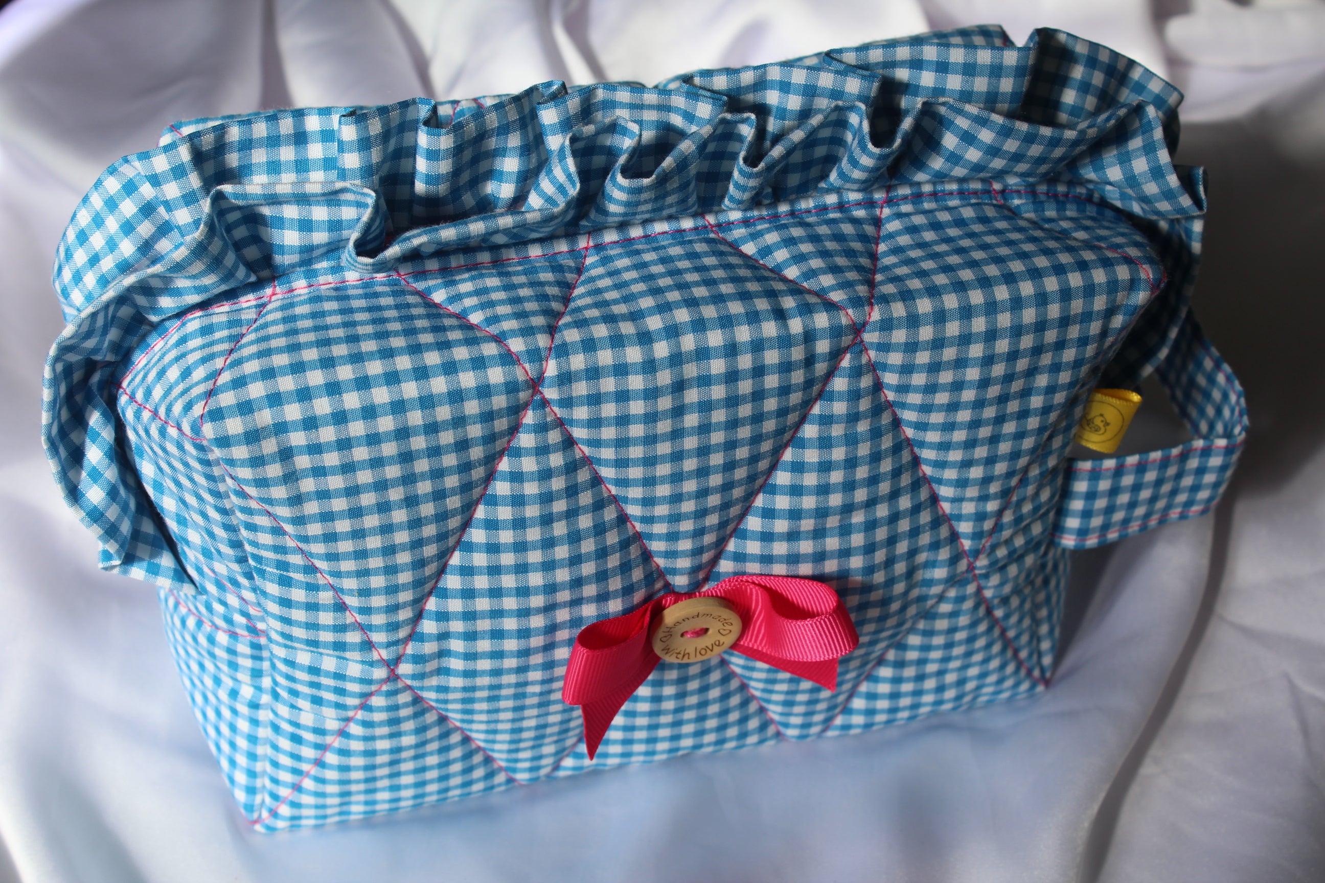 Blue Picnic Box cosmetic carry all makeup bag Large