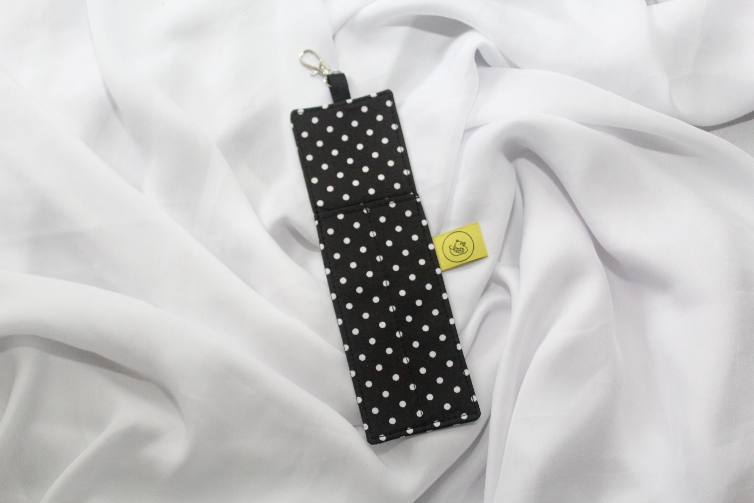 Black and White Polka Dot Landyard Double Pen Holder
