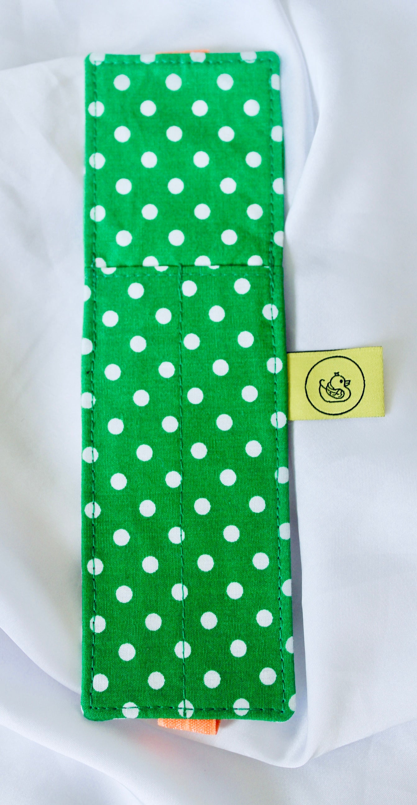 Green and White polka dot Elastic Notebook Double Pen Holder