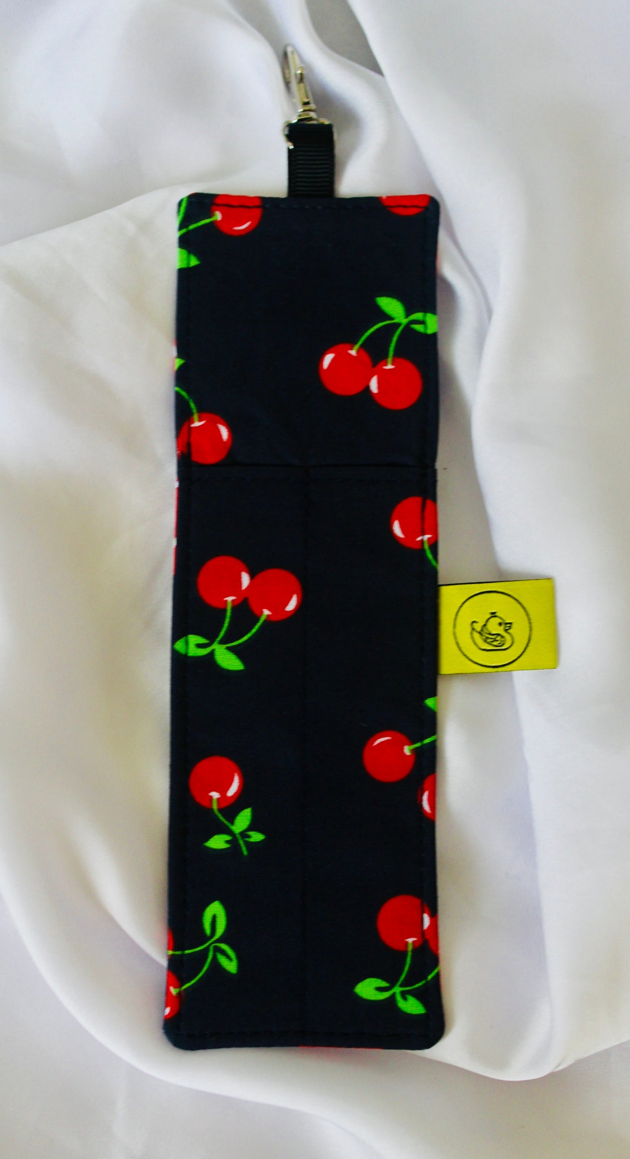 Navy Cherries Landyard Double Pen Holder