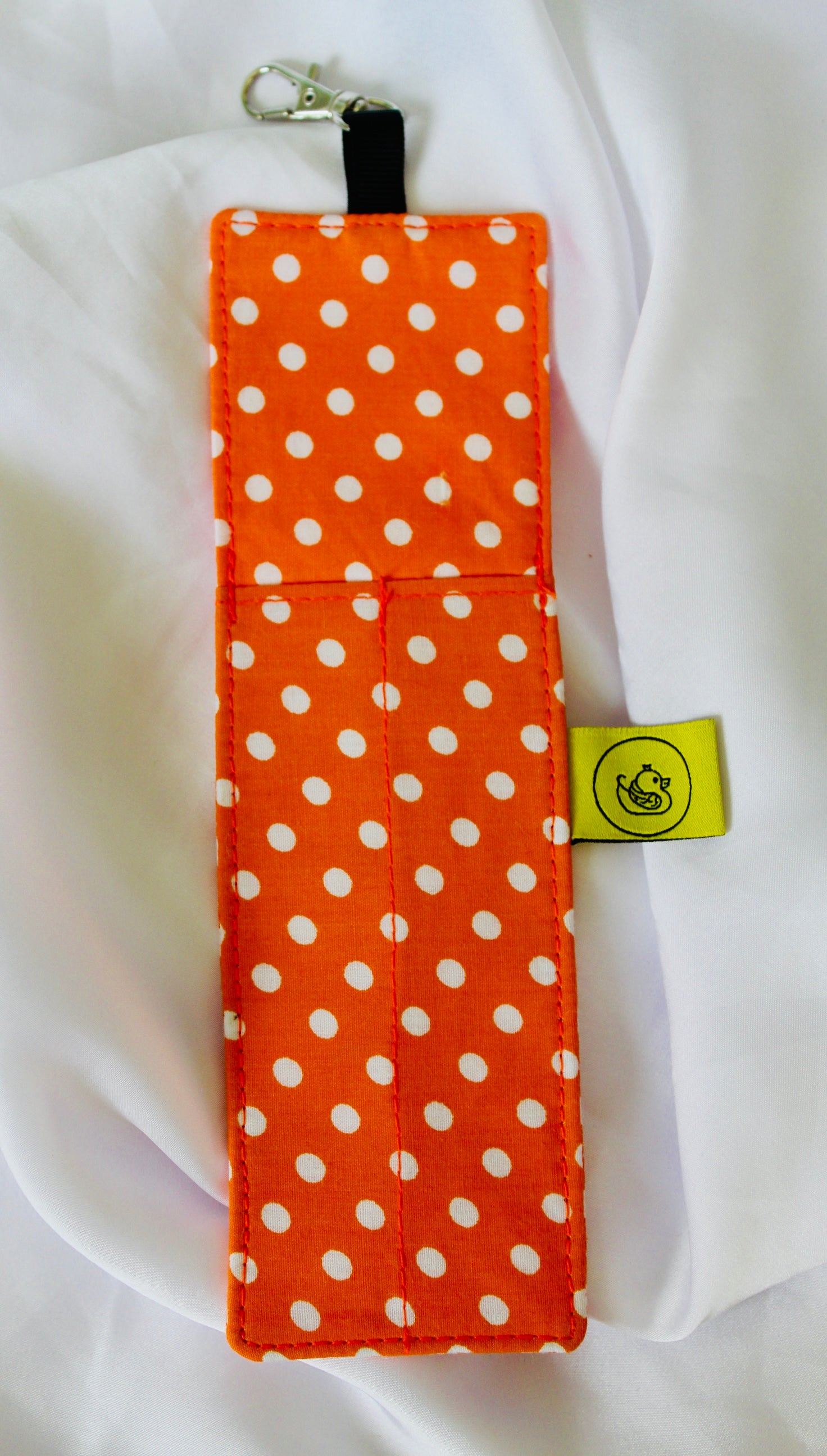 Orange and White polka dot Landyard Double Pen Holder