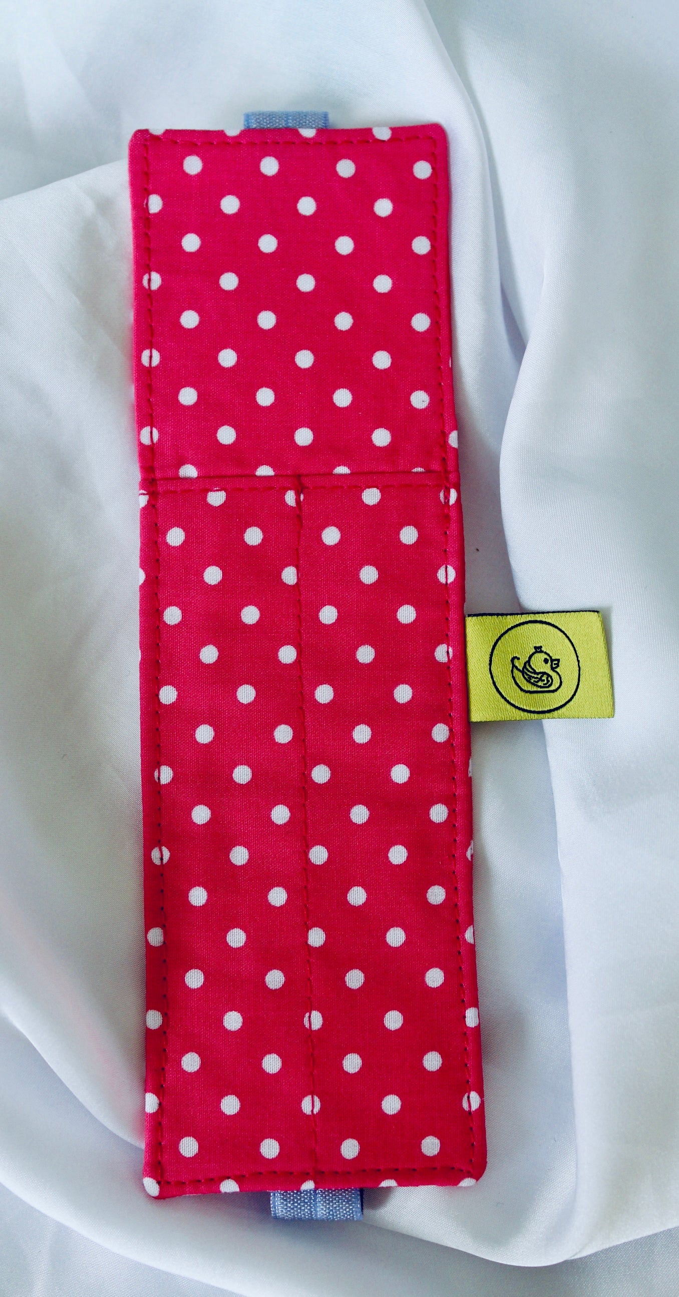 Pink and White polka dot Elastic Notebook Double Pen Holder