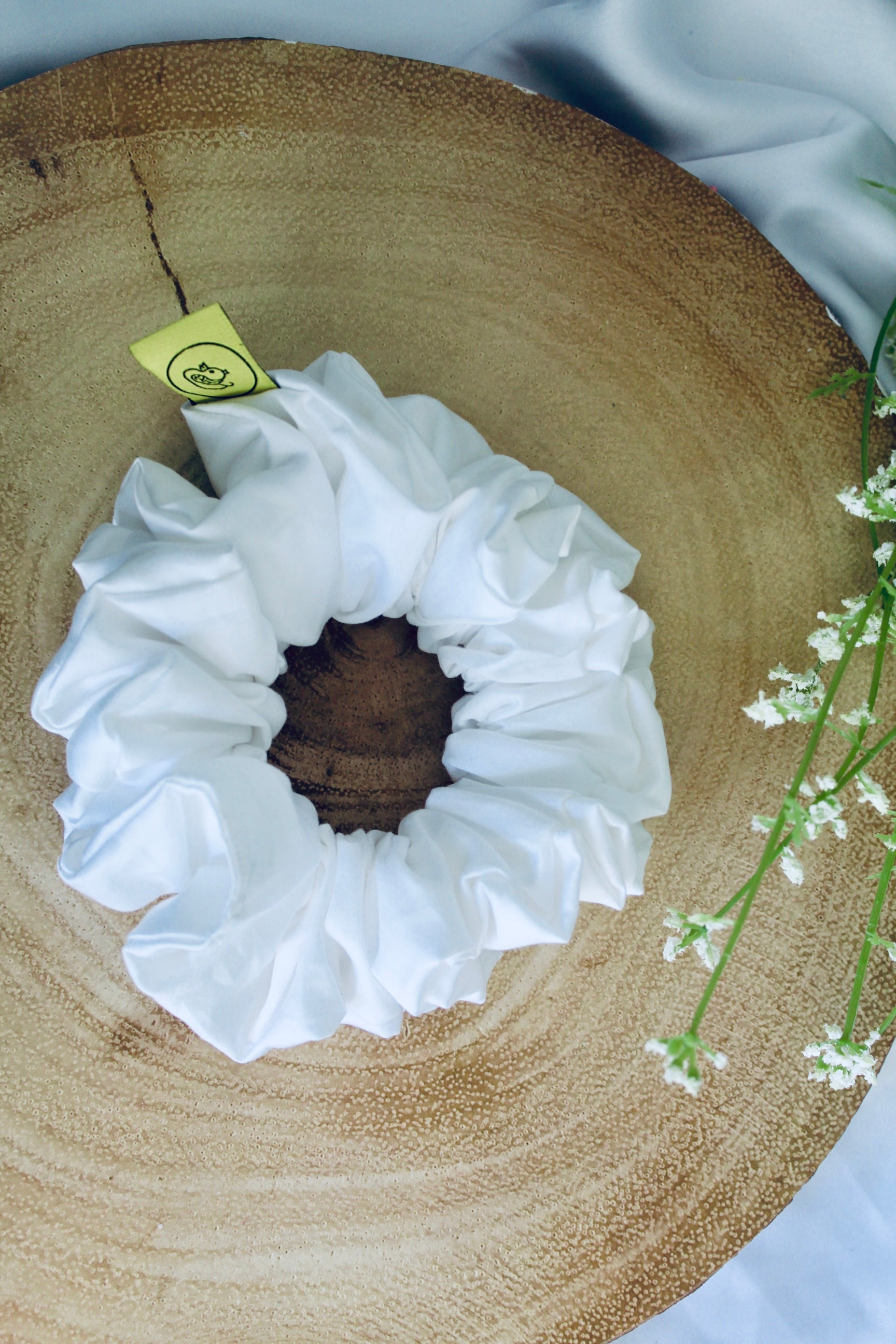 White Large hair scrunchie