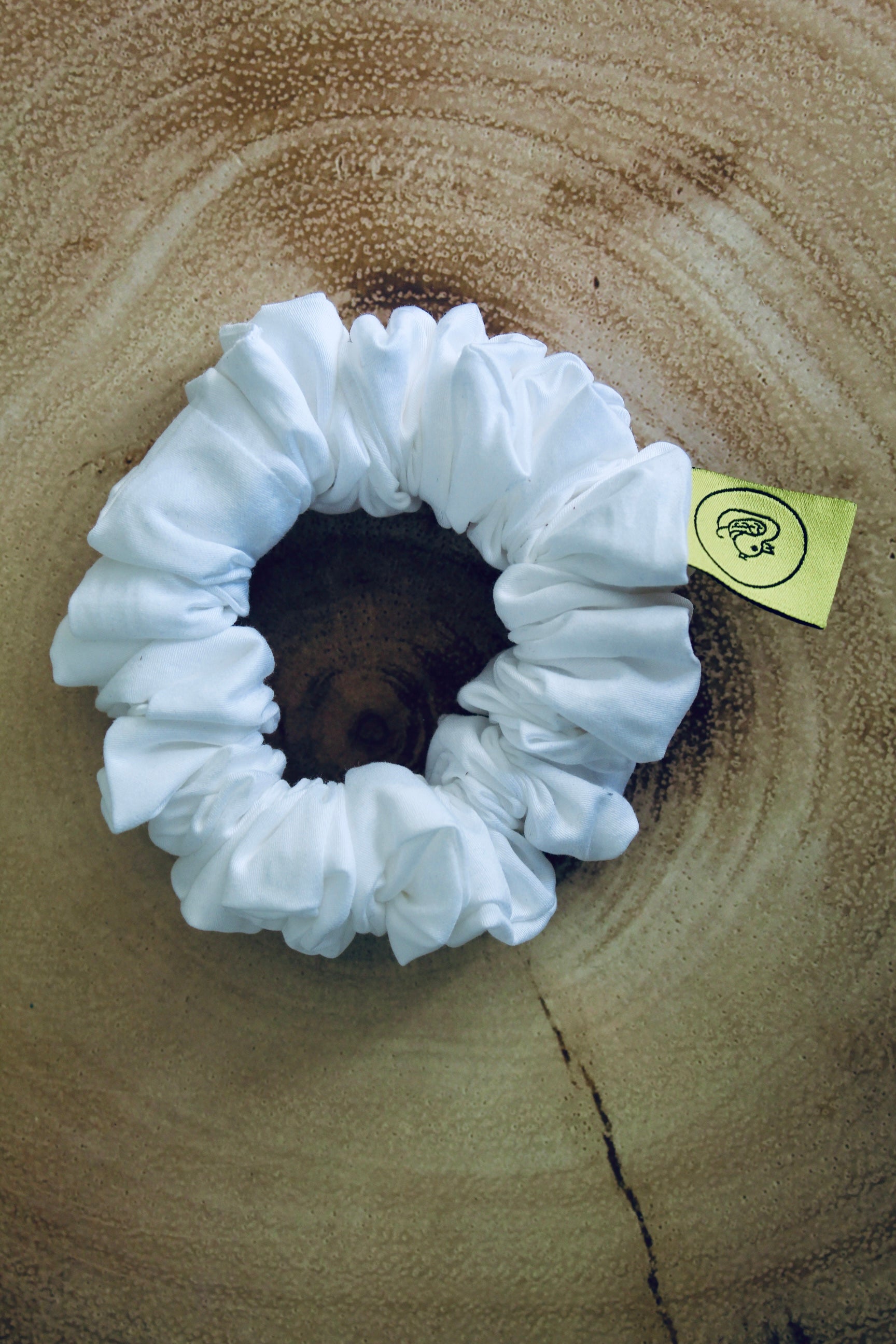 White Mini satin hair scrunchie